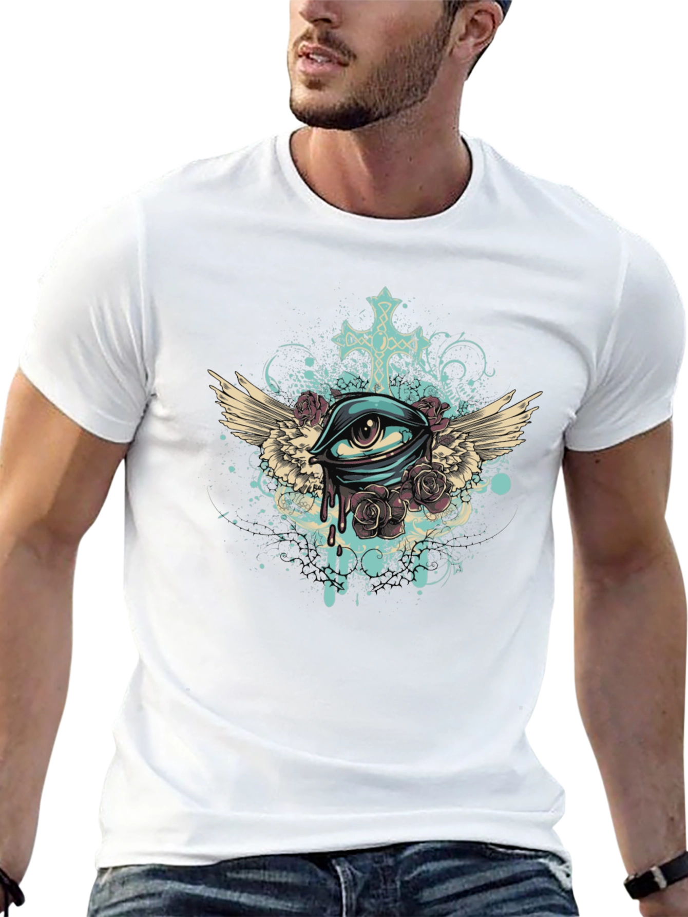 Eye with Wings Graphic Tee - Unique Print