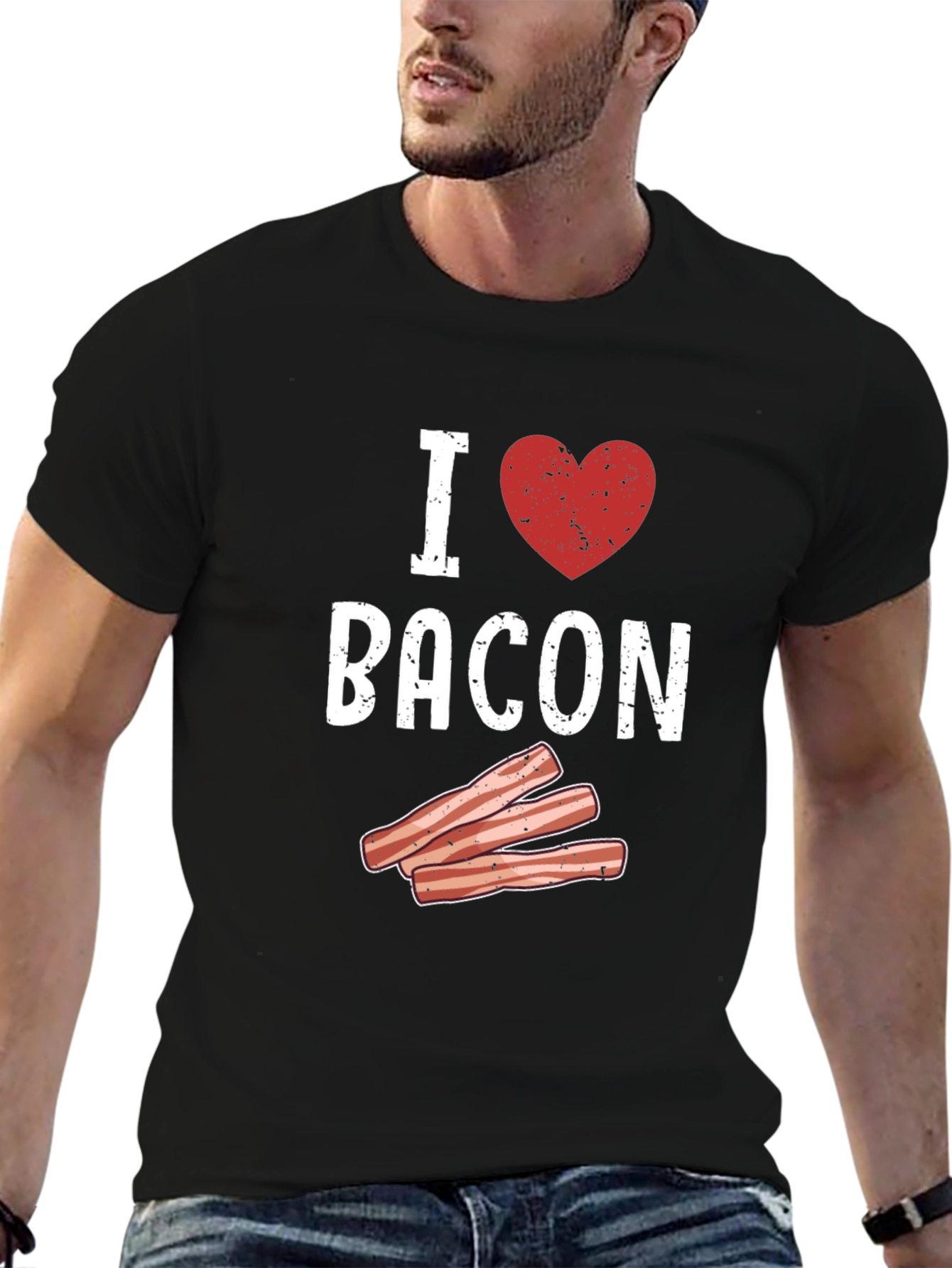 I Heart Bacon Graphic T-Shirt - Black