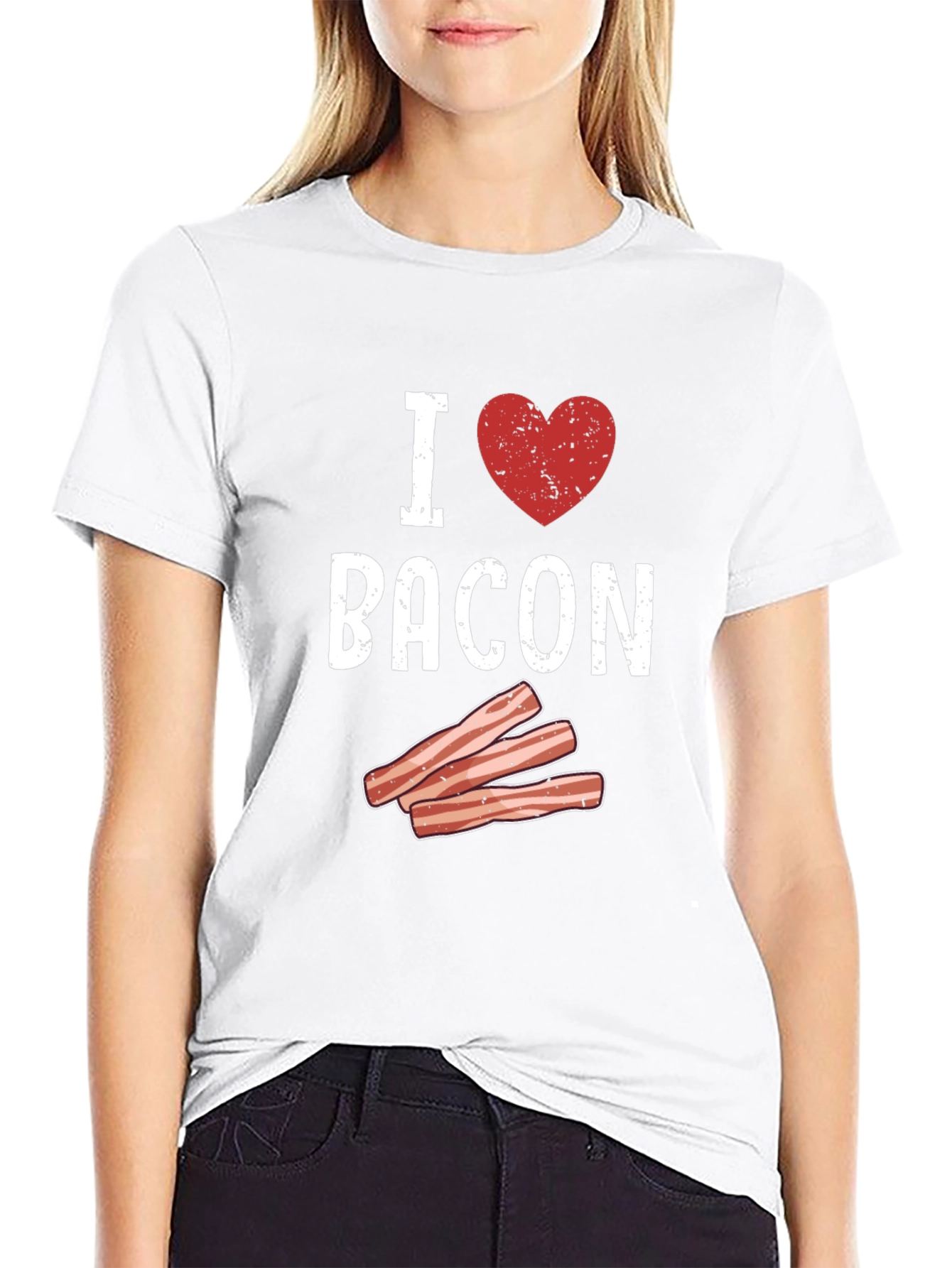I Heart Bacon Graphic T-Shirt - Black