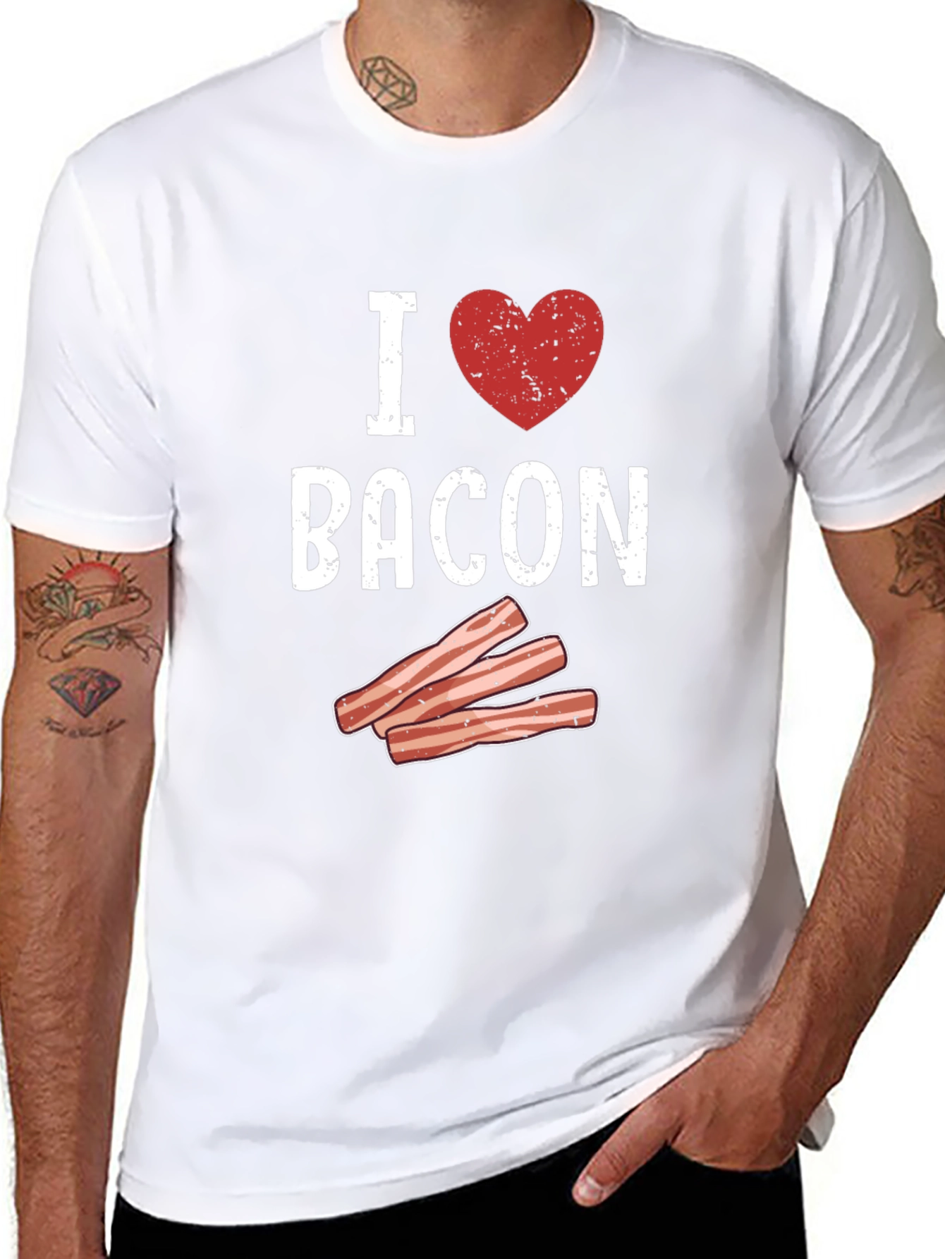 I Heart Bacon Graphic T-Shirt - Black