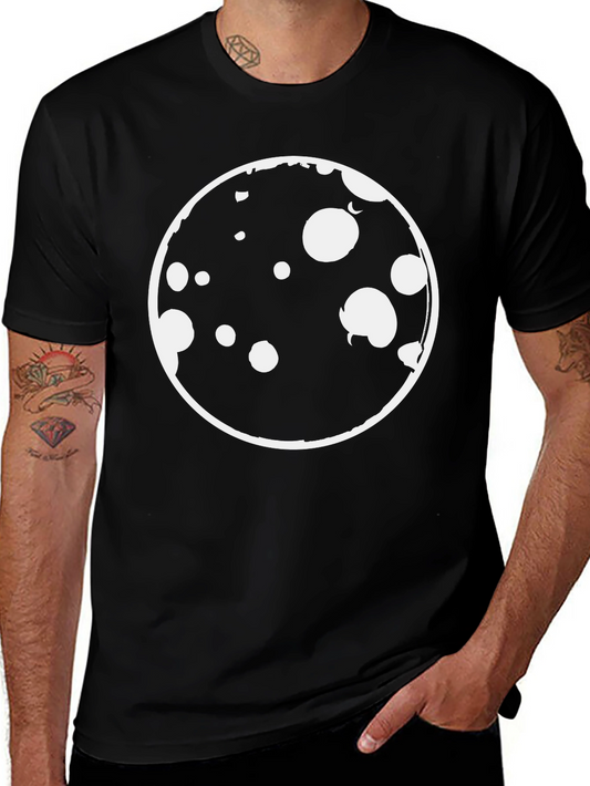 Graphic Print T-Shirt - Black with Moon Design