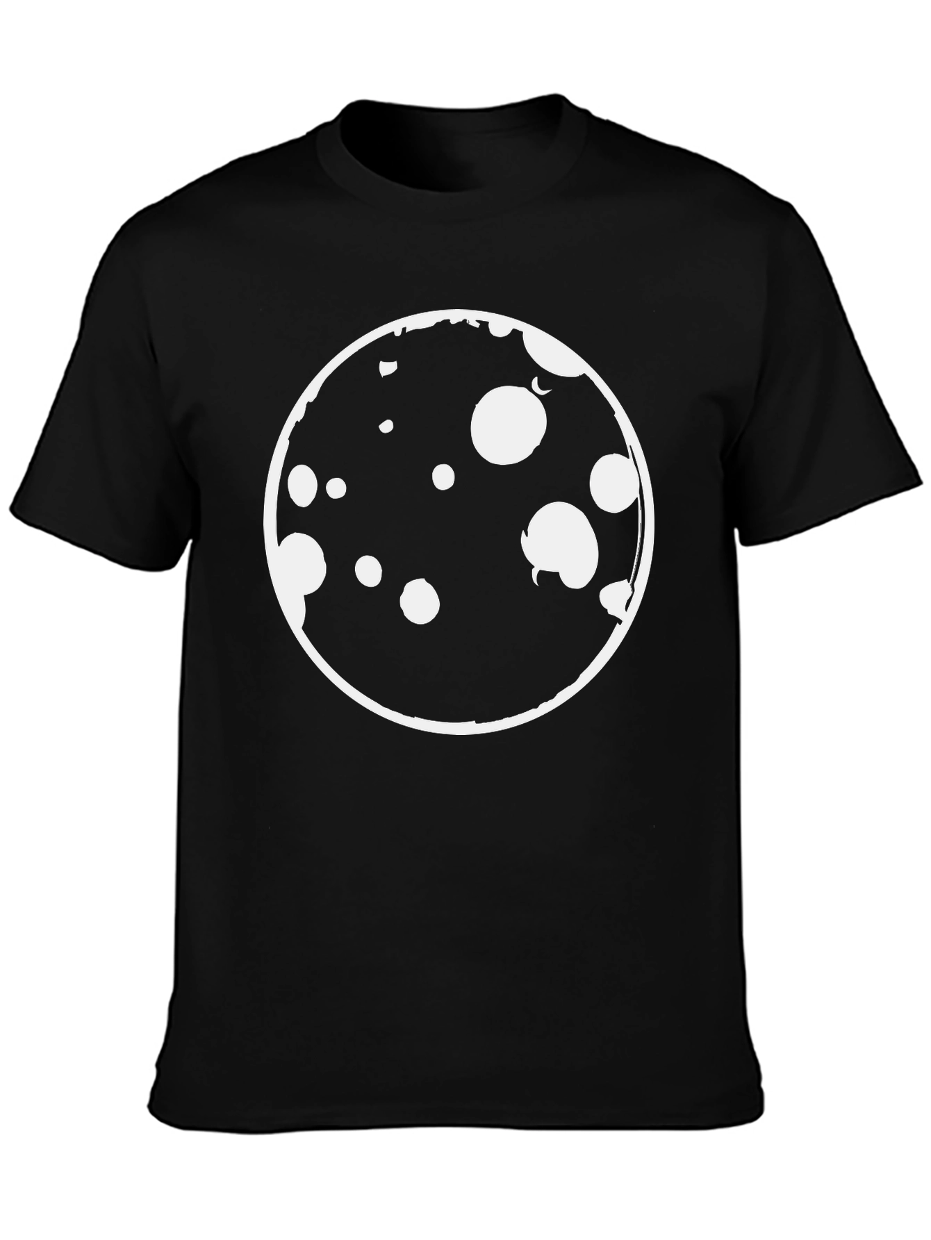 Graphic Print T-Shirt - Black with Moon Design