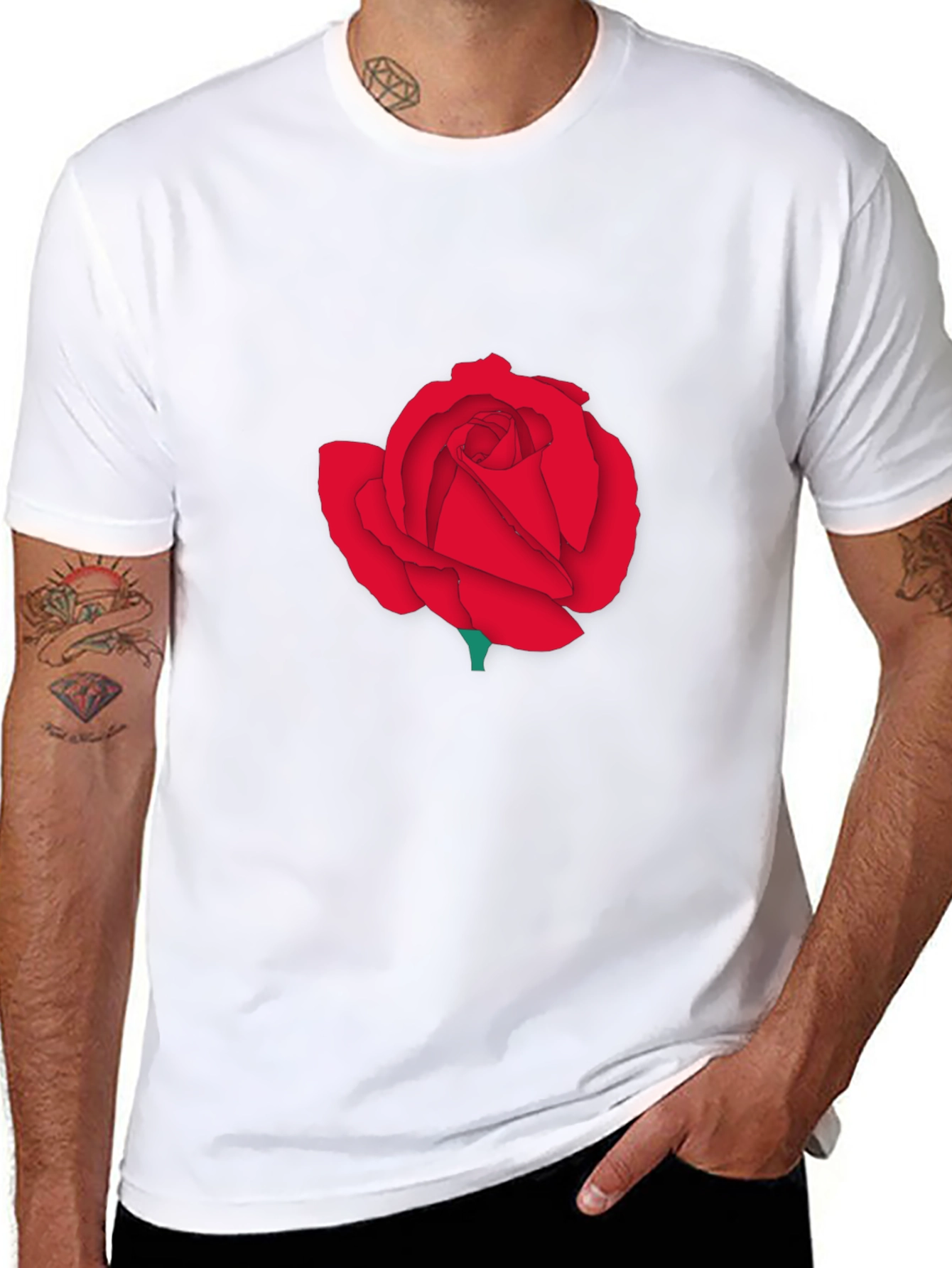 Red Rose Graphic Tee - Classic Black T-Shirt