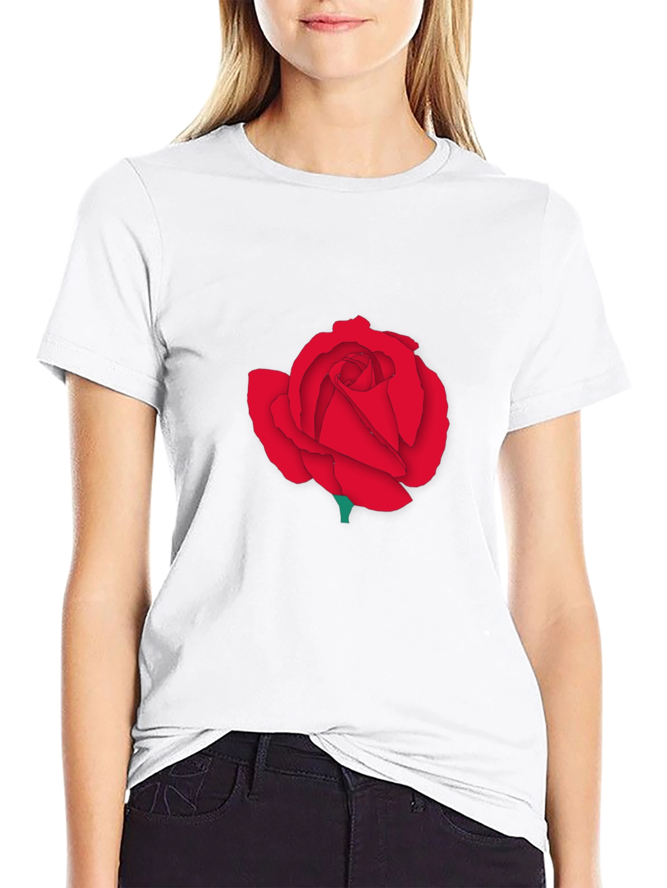 Red Rose Graphic Tee - Classic Black T-Shirt