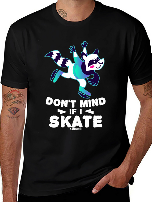 Funny Skater Raccoon Graphic T-Shirt