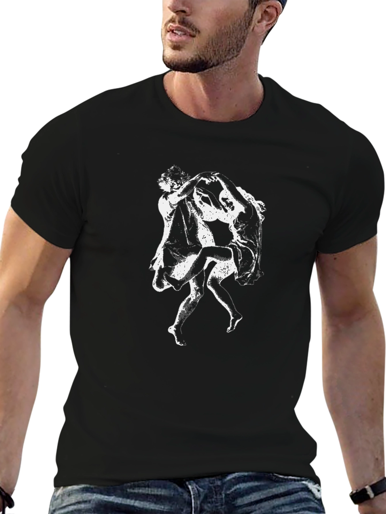 Dancing Couple Graphic Print Black T-Shirt