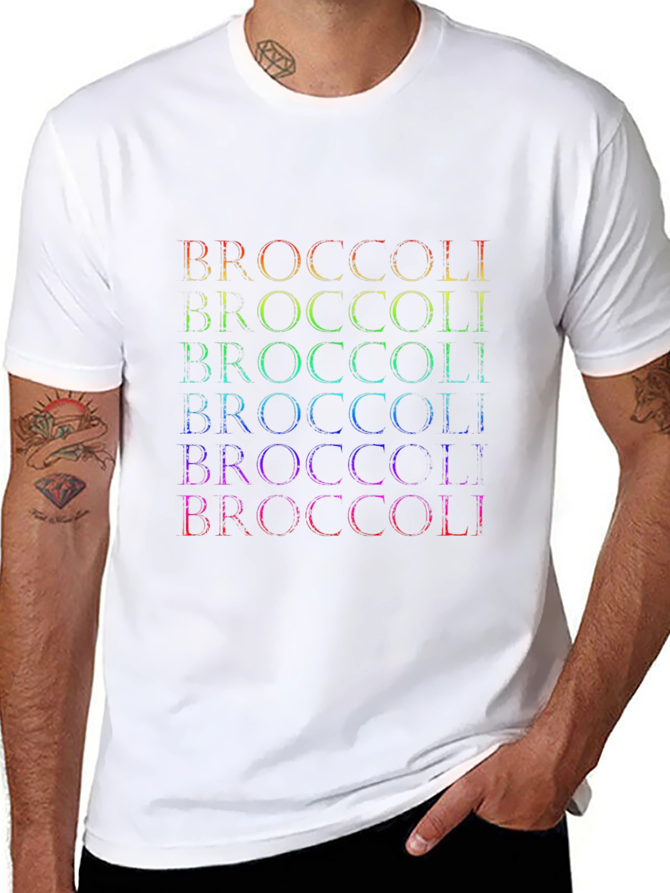 Rainbow Broccoli Graphic T-Shirt