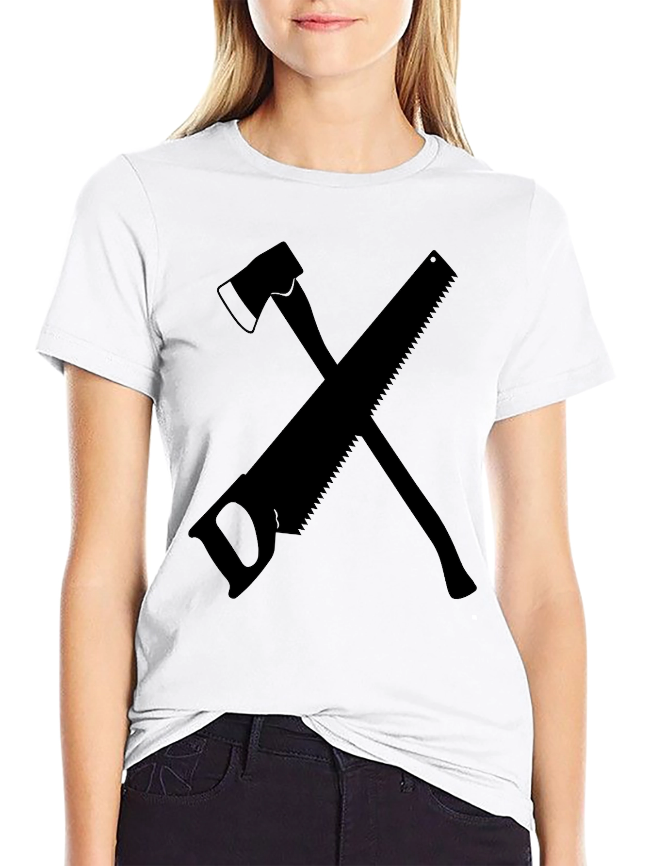 Axe and Saw Lumberjack Graphic Tee - Black