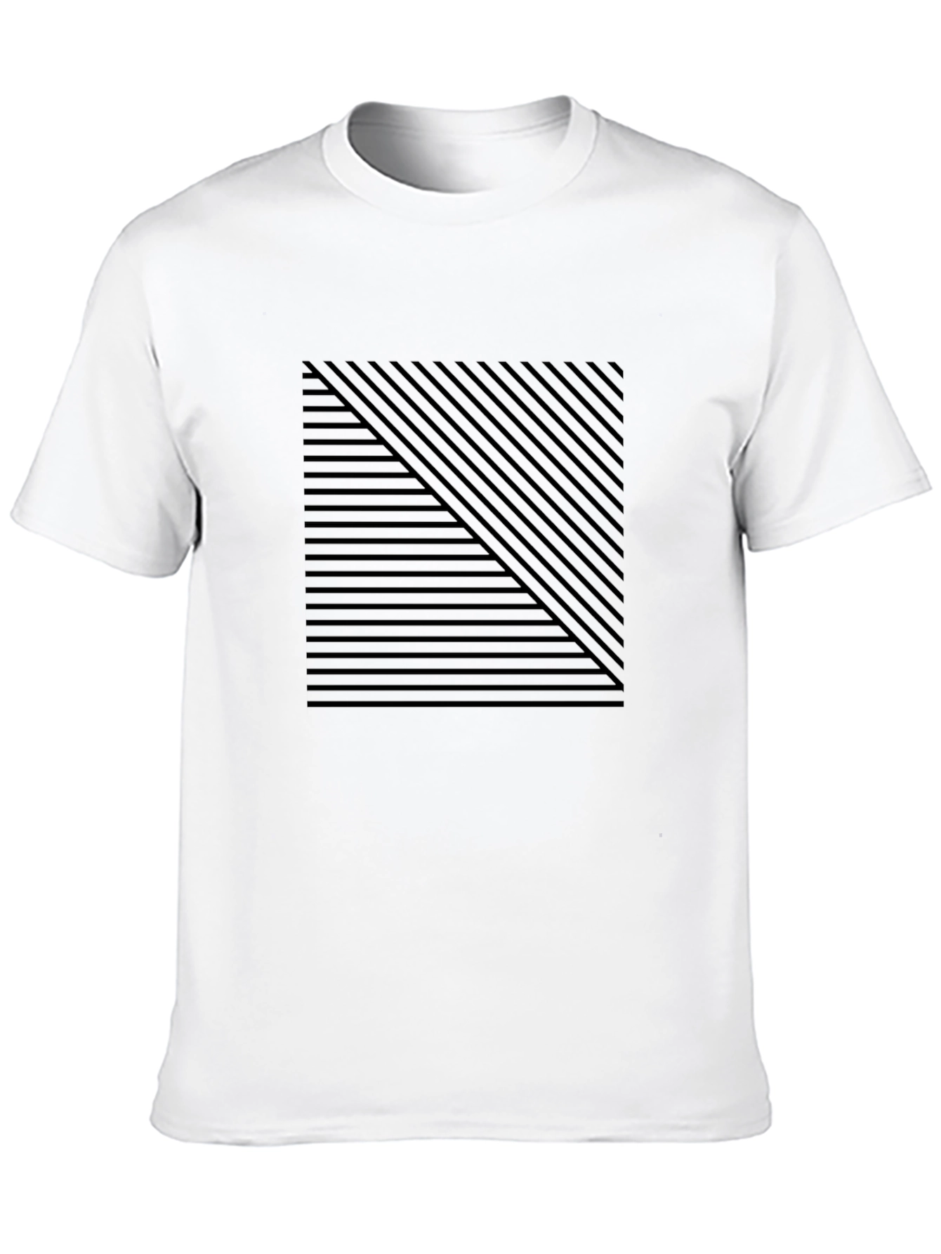 Modern Geometric Stripe Tee - Black