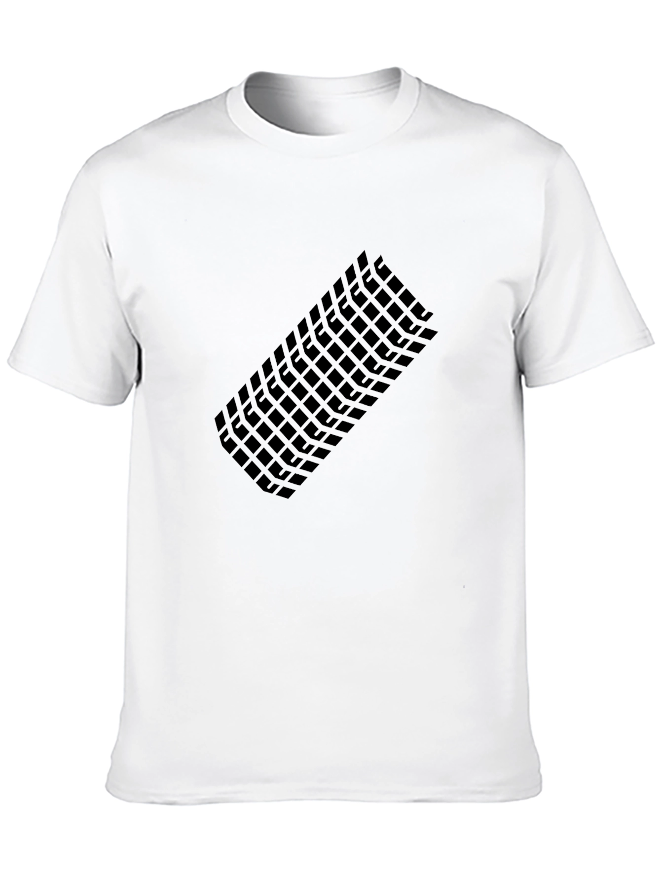 Modern Grid Graphic Tee - Black Casual T-Shirt