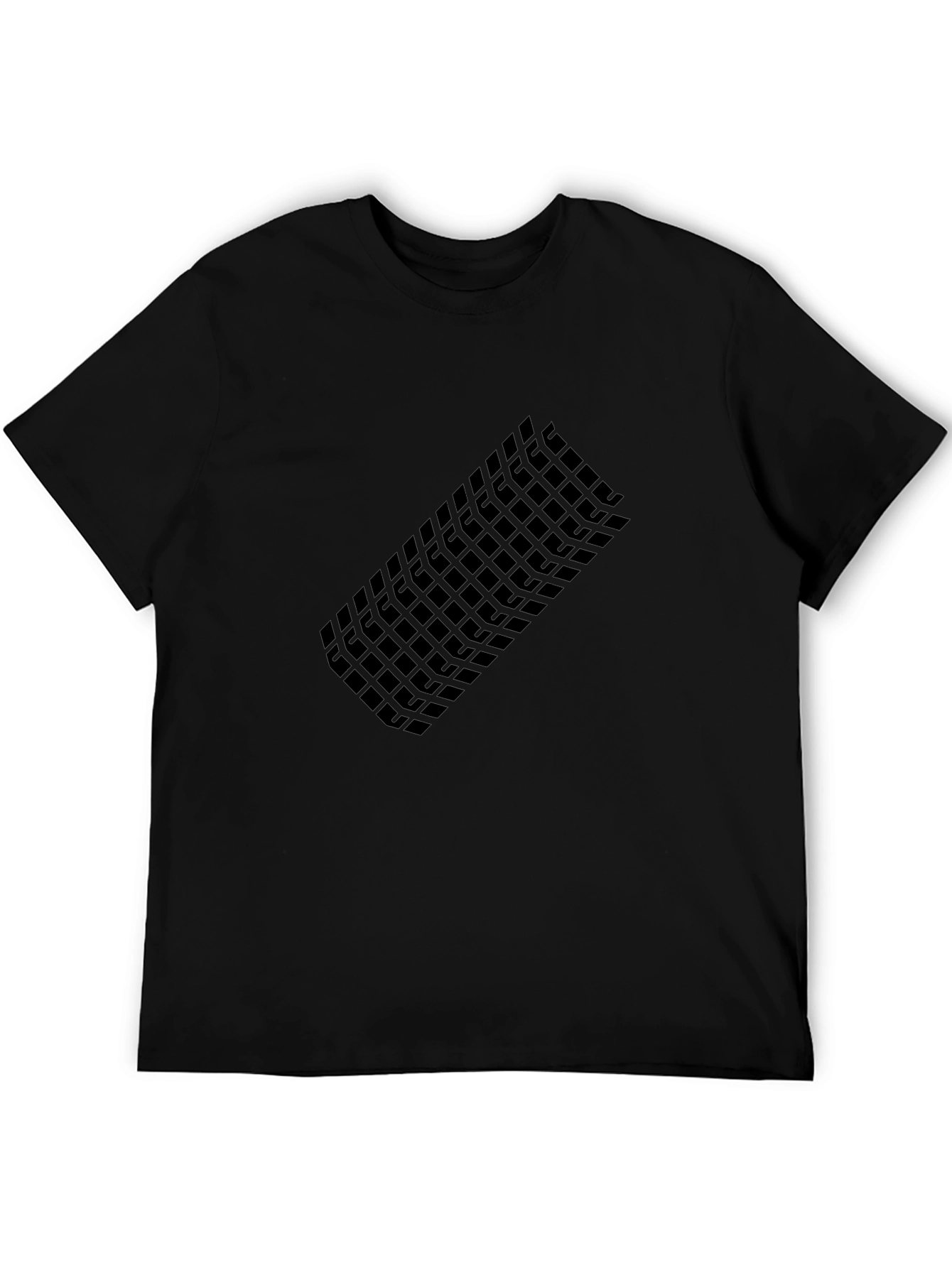 Modern Grid Graphic Tee - Black Casual T-Shirt