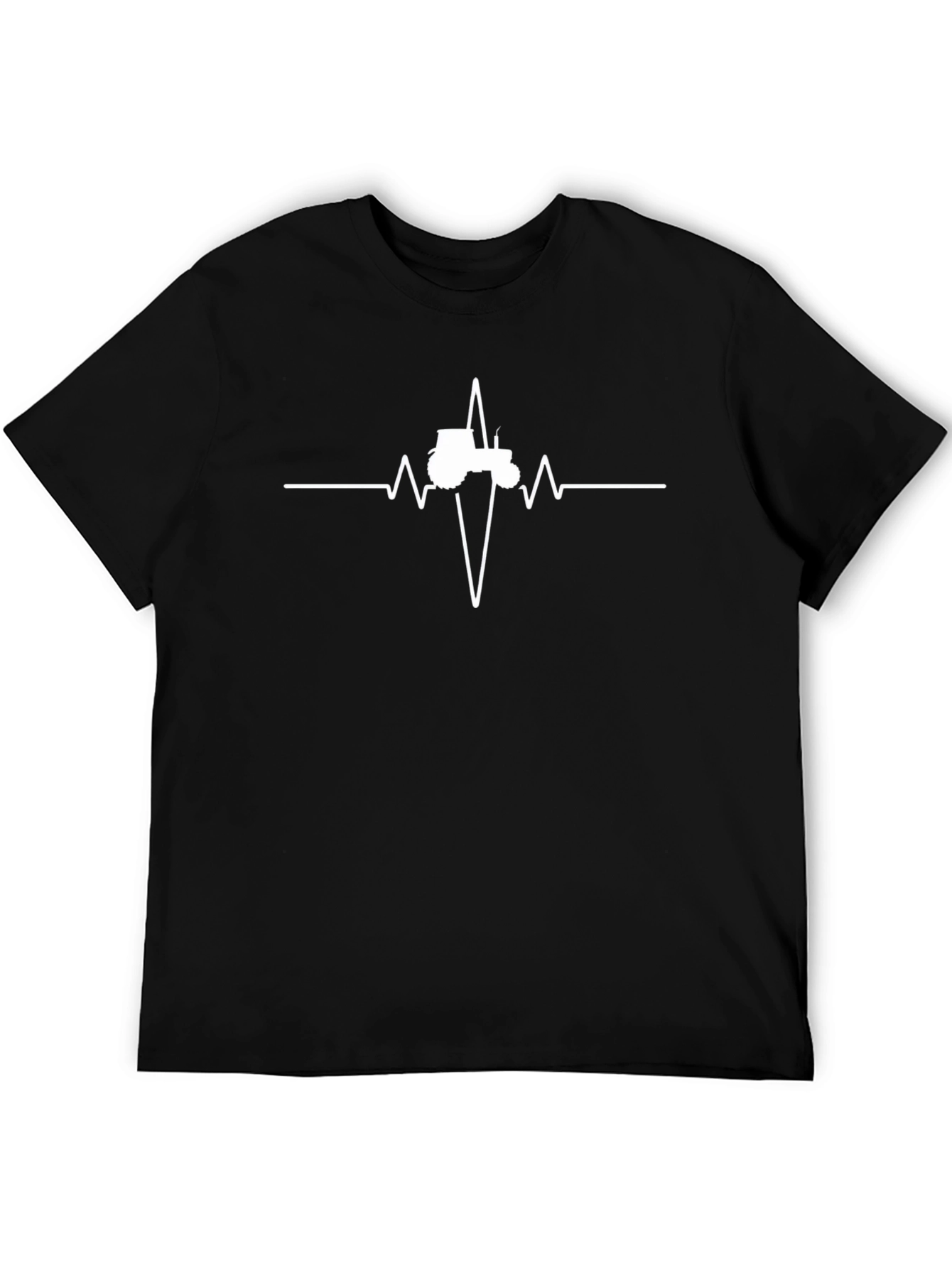 Tractor Heartbeat Graphic Tee - Black Cotton T-Shirt