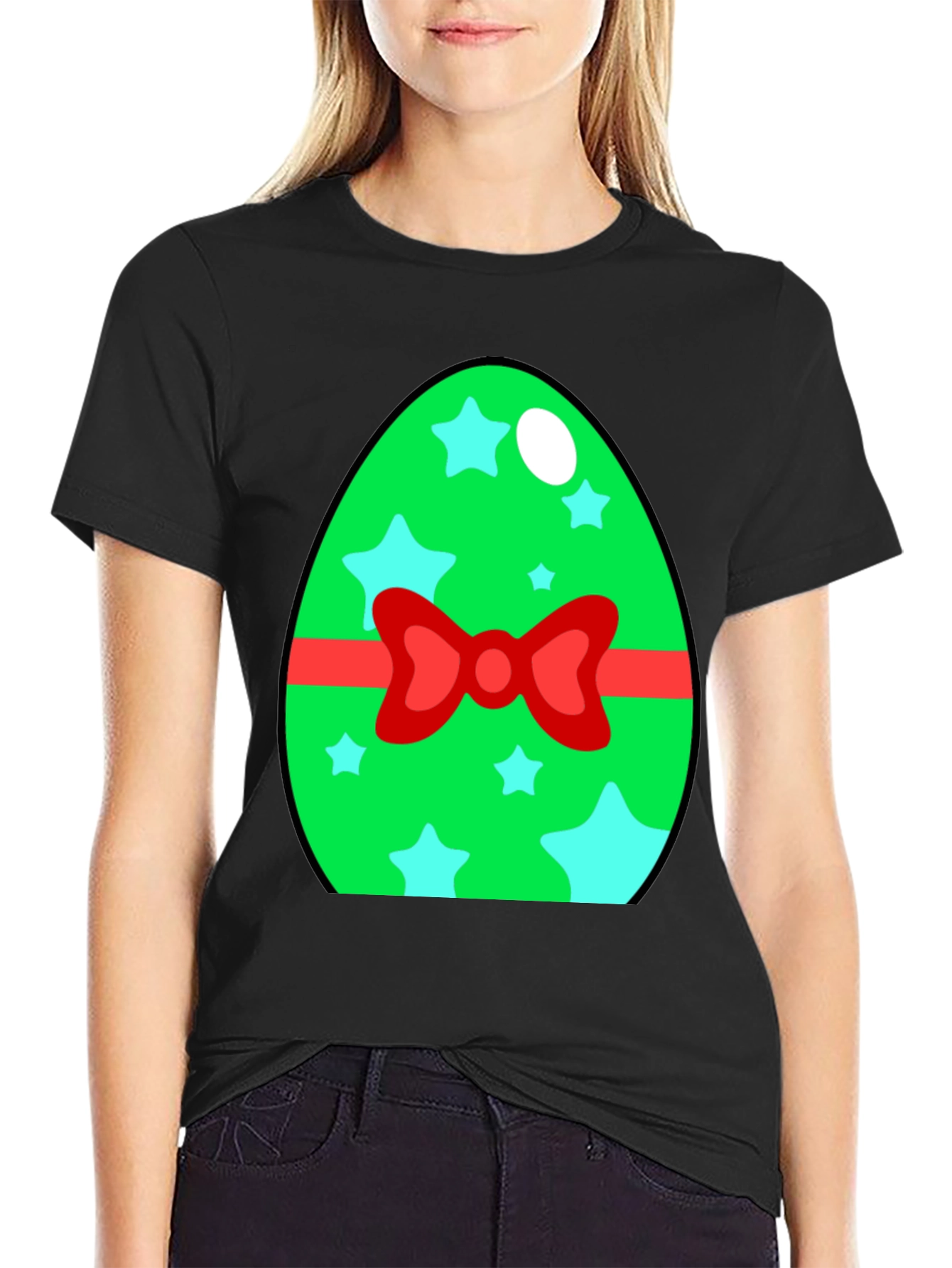 Easter Egg T-Shirt - Green Star Bow Tie