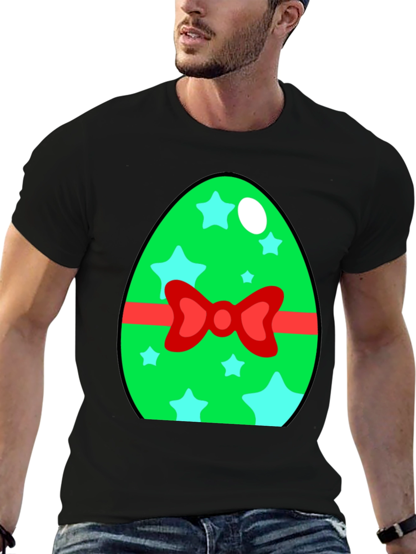 Easter Egg T-Shirt - Green Star Bow Tie