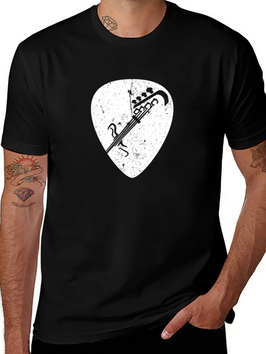Guitar Pick Graphic Tee - Black Cotton Shirt
