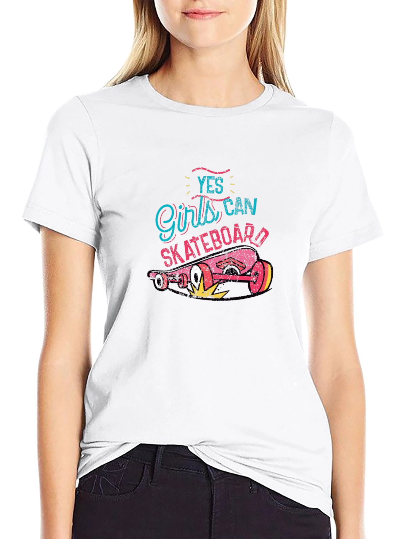 Yes Girls Can Skateboard T-Shirt - Cool Skater Tee