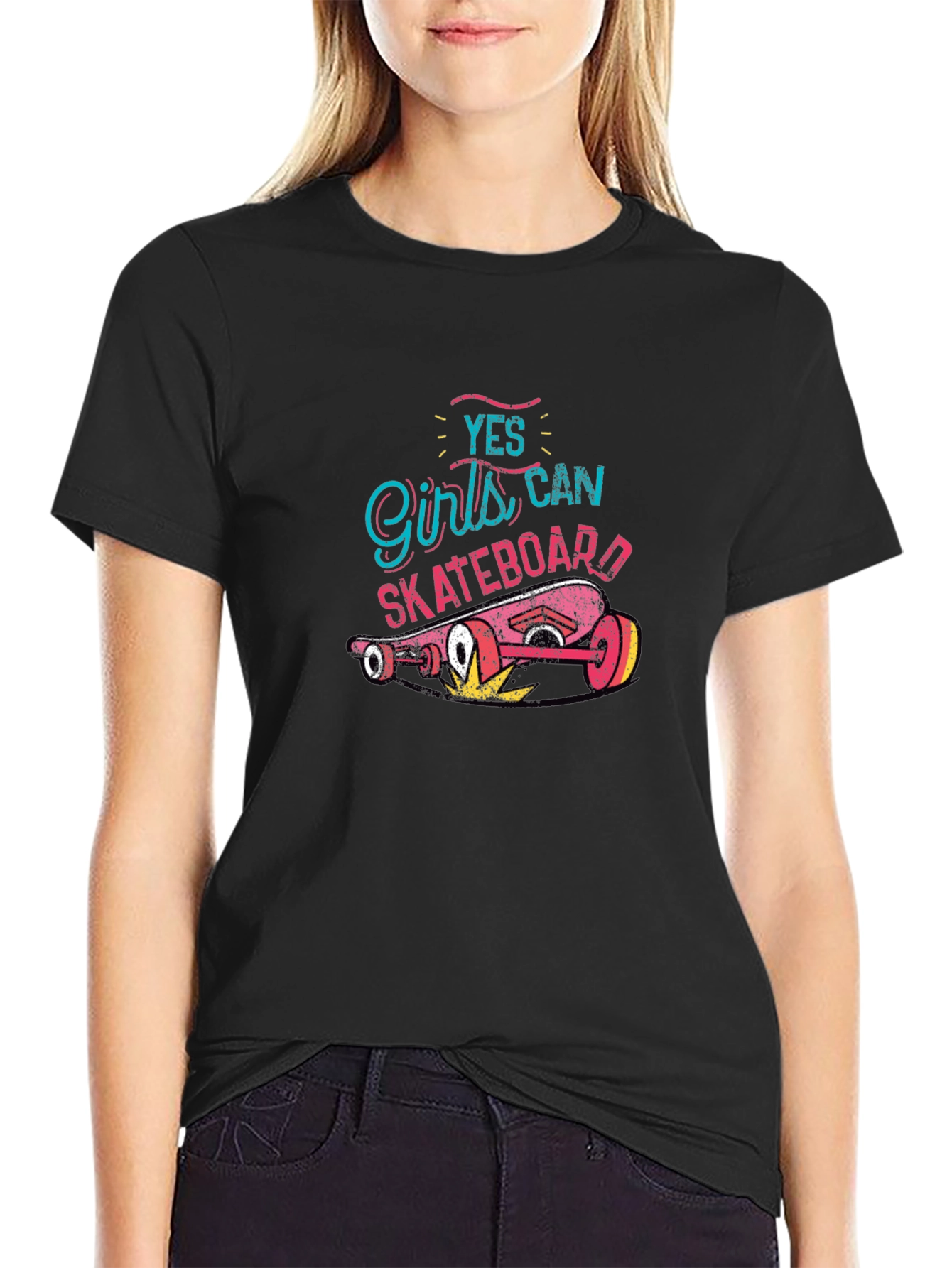Yes Girls Can Skateboard T-Shirt - Cool Skater Tee