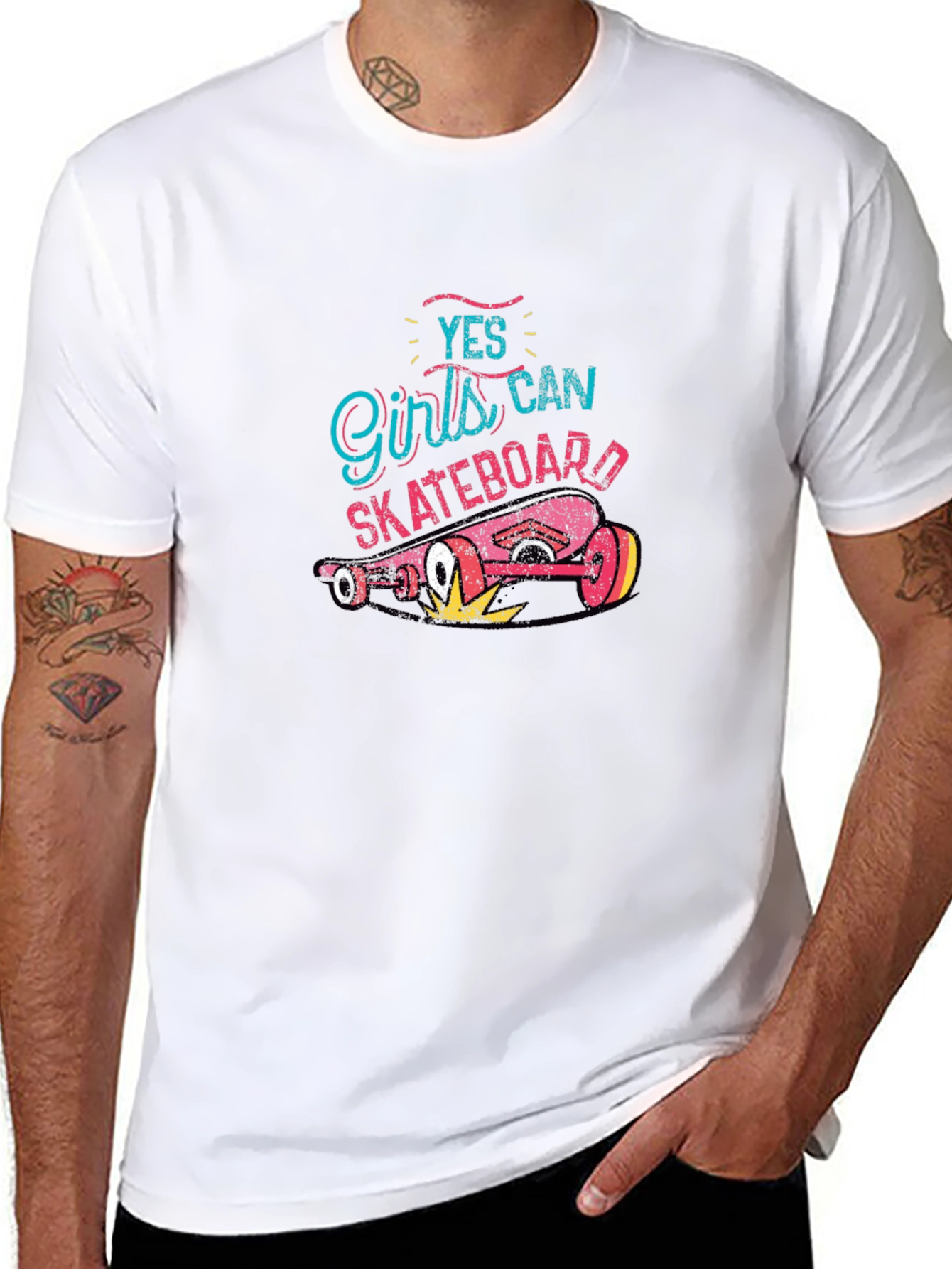 Yes Girls Can Skateboard T-Shirt - Cool Skater Tee