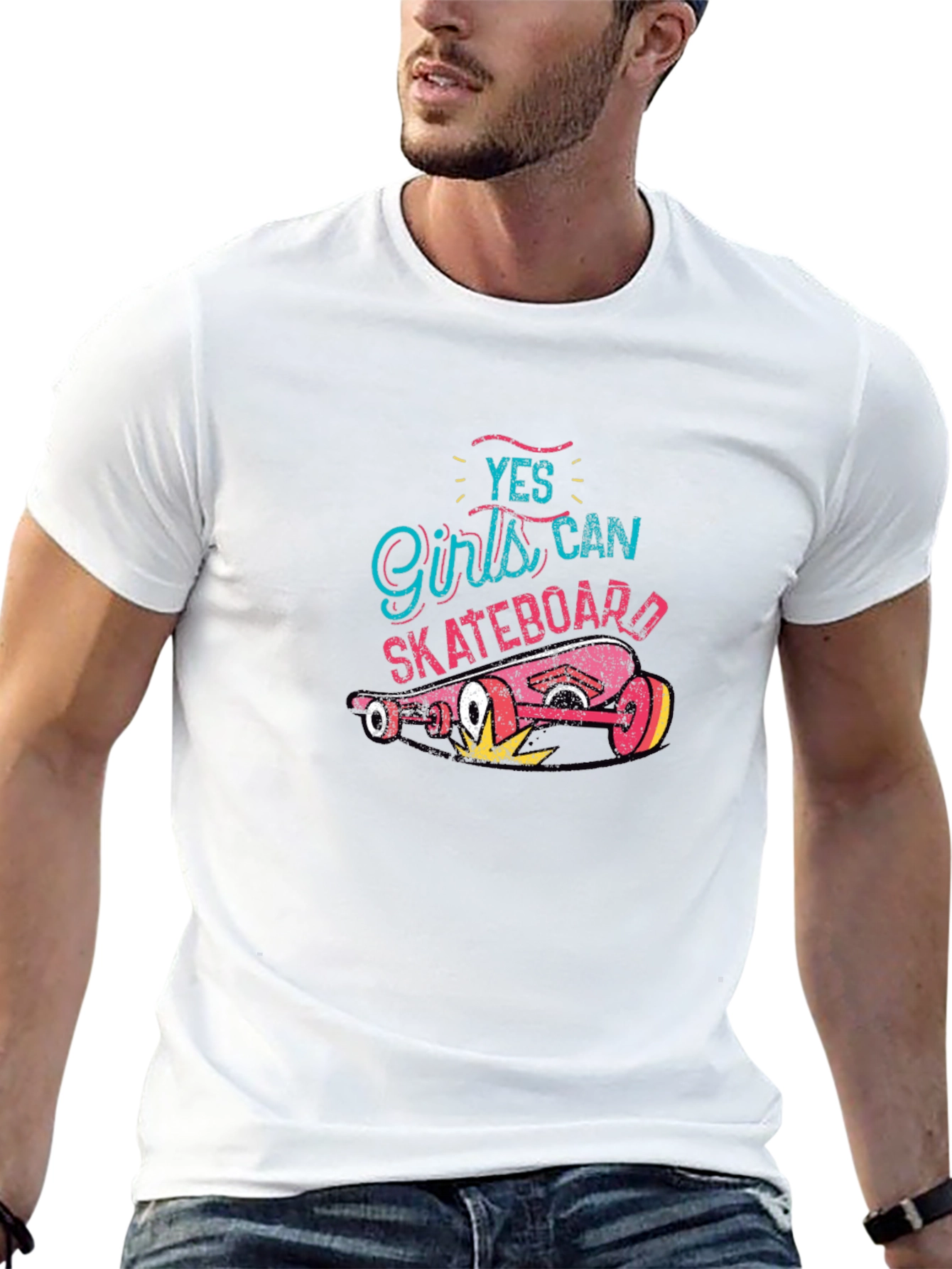 Yes Girls Can Skateboard T-Shirt - Cool Skater Tee