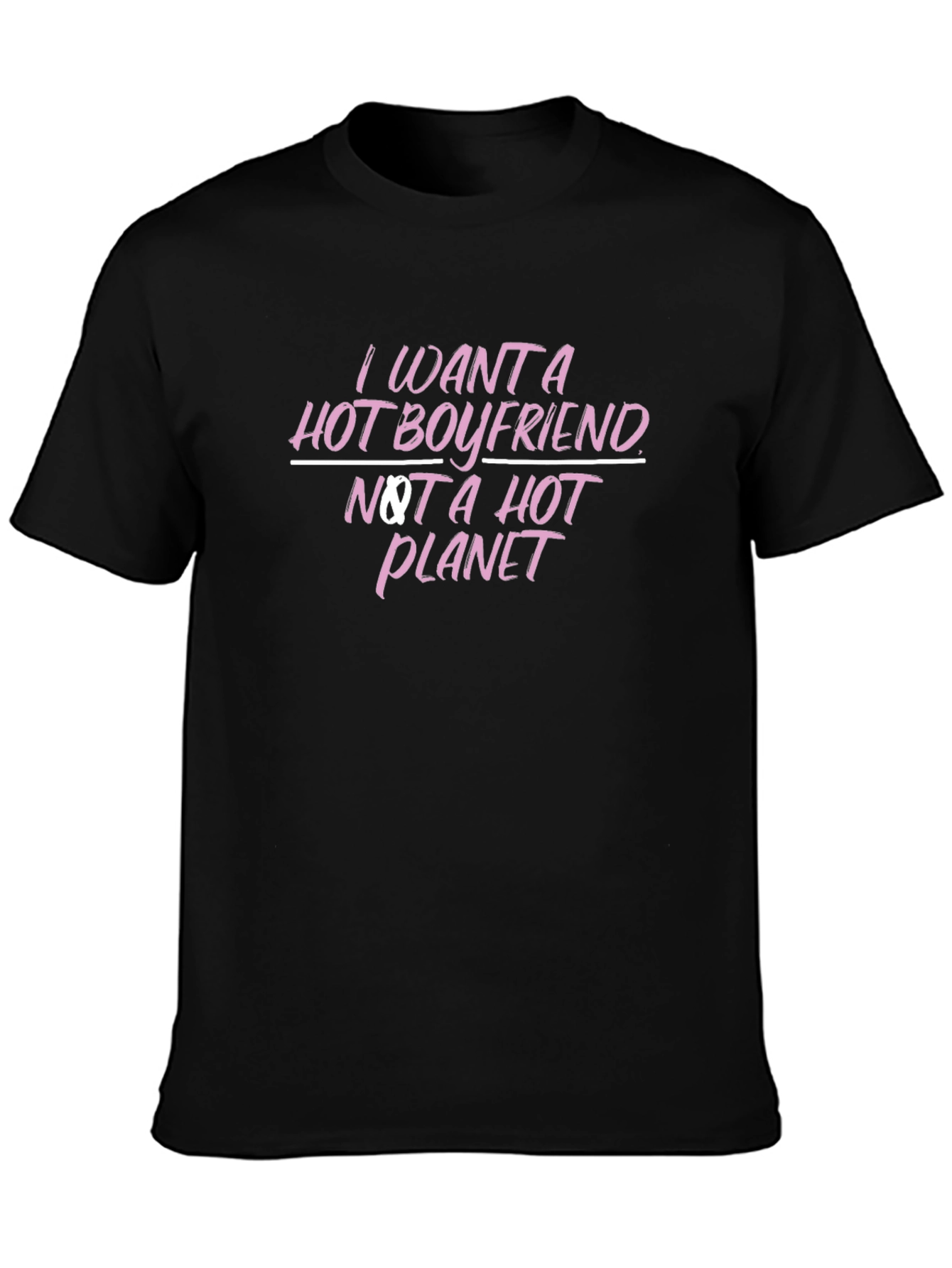 Hot Boyfriend Slogan Tee - Black