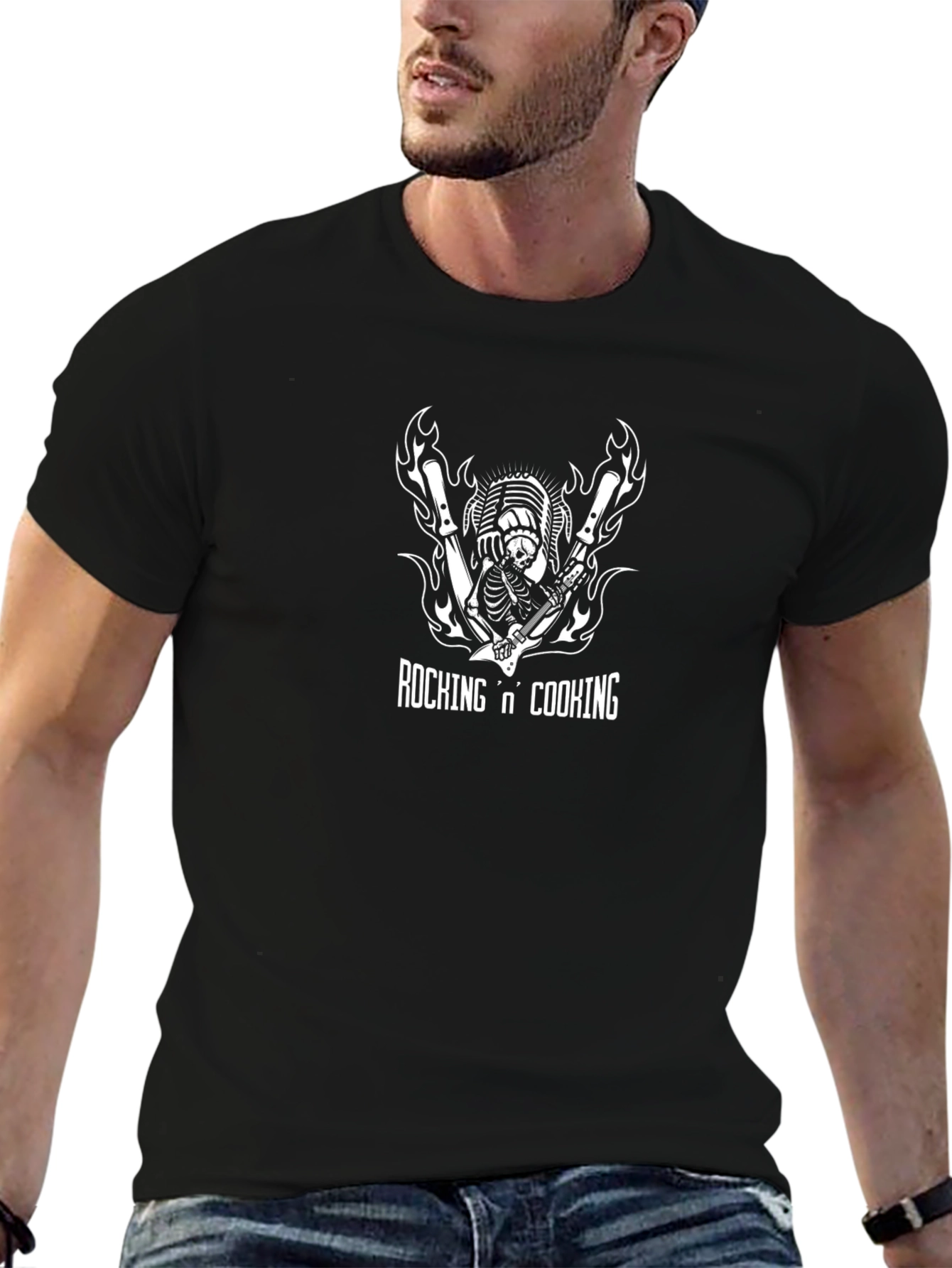 Rocking n Cooking Graphic Black T-Shirt