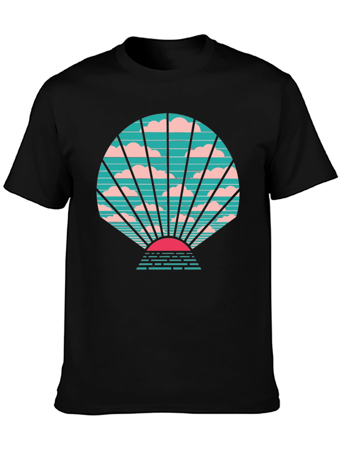 Retro Sunset Graphic Tee - Stylish Black T-Shirt