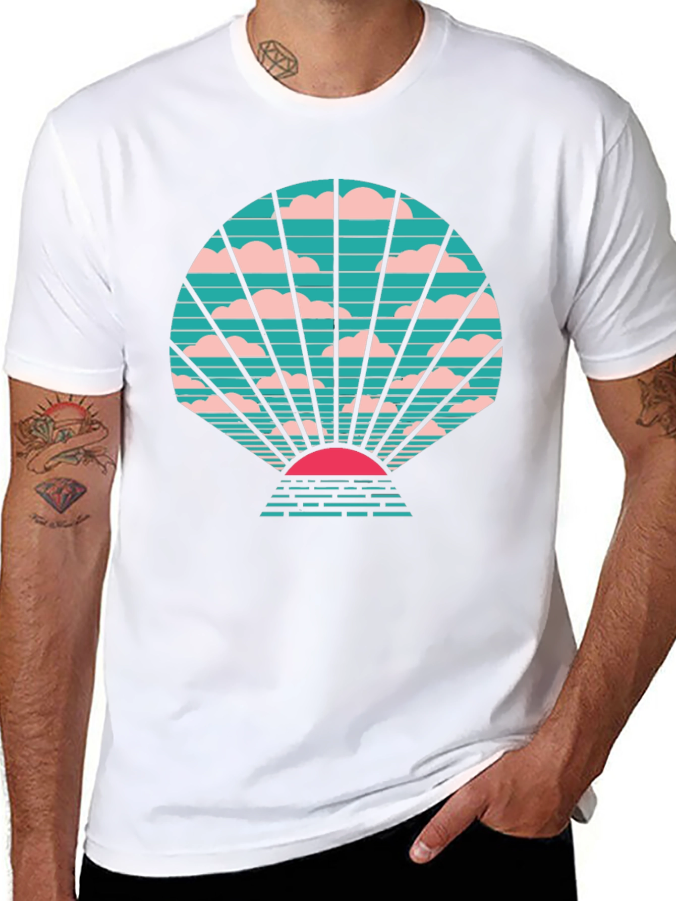 Retro Sunset Graphic Tee - Stylish Black T-Shirt