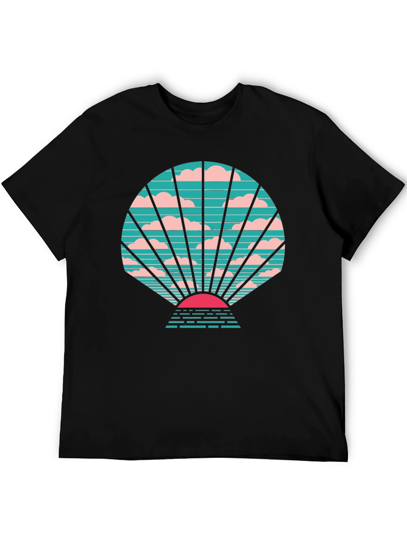 Retro Sunset Graphic Tee - Stylish Black T-Shirt