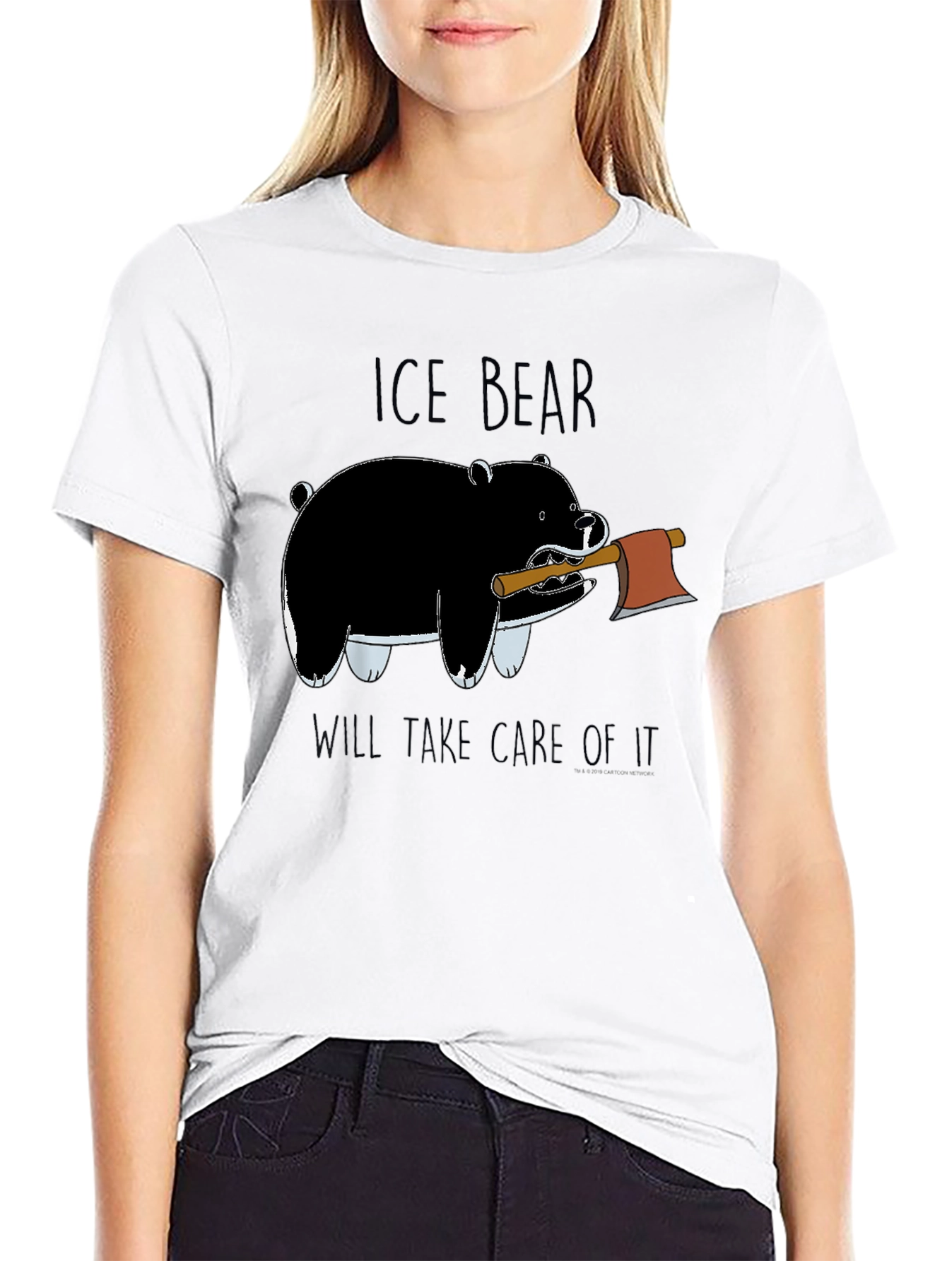 Ice Bear Graphic Print Black T-Shirt