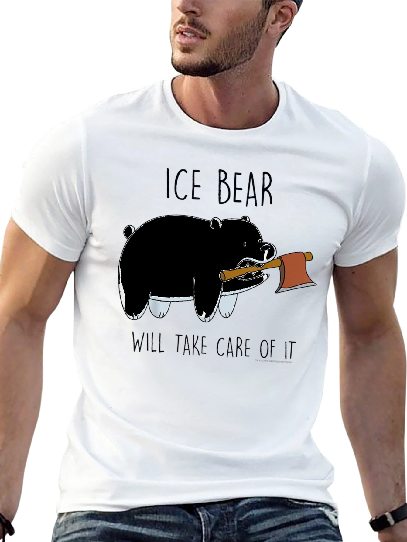 Ice Bear Graphic Print Black T-Shirt