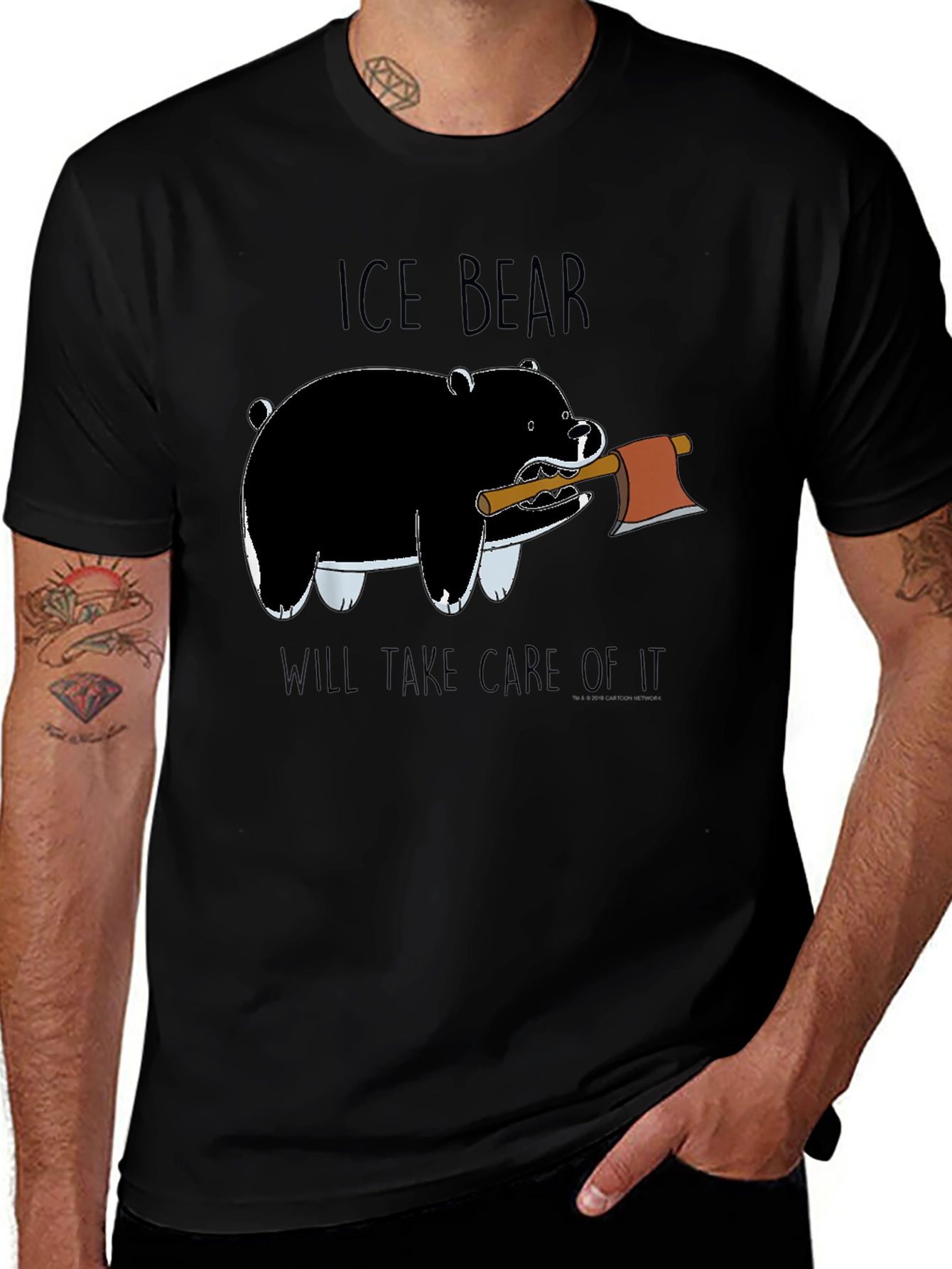 Ice Bear Graphic Print Black T-Shirt