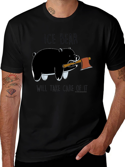 Ice Bear Graphic Print Black T-Shirt