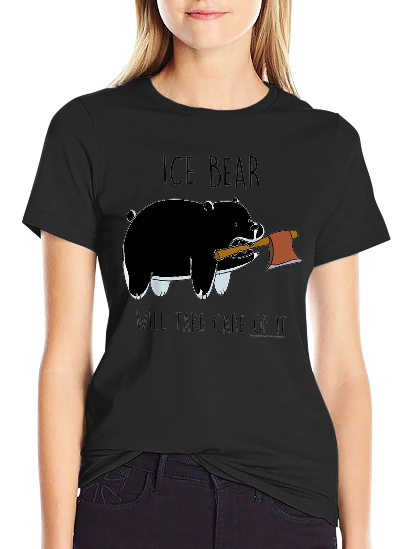 Ice Bear Graphic Print Black T-Shirt