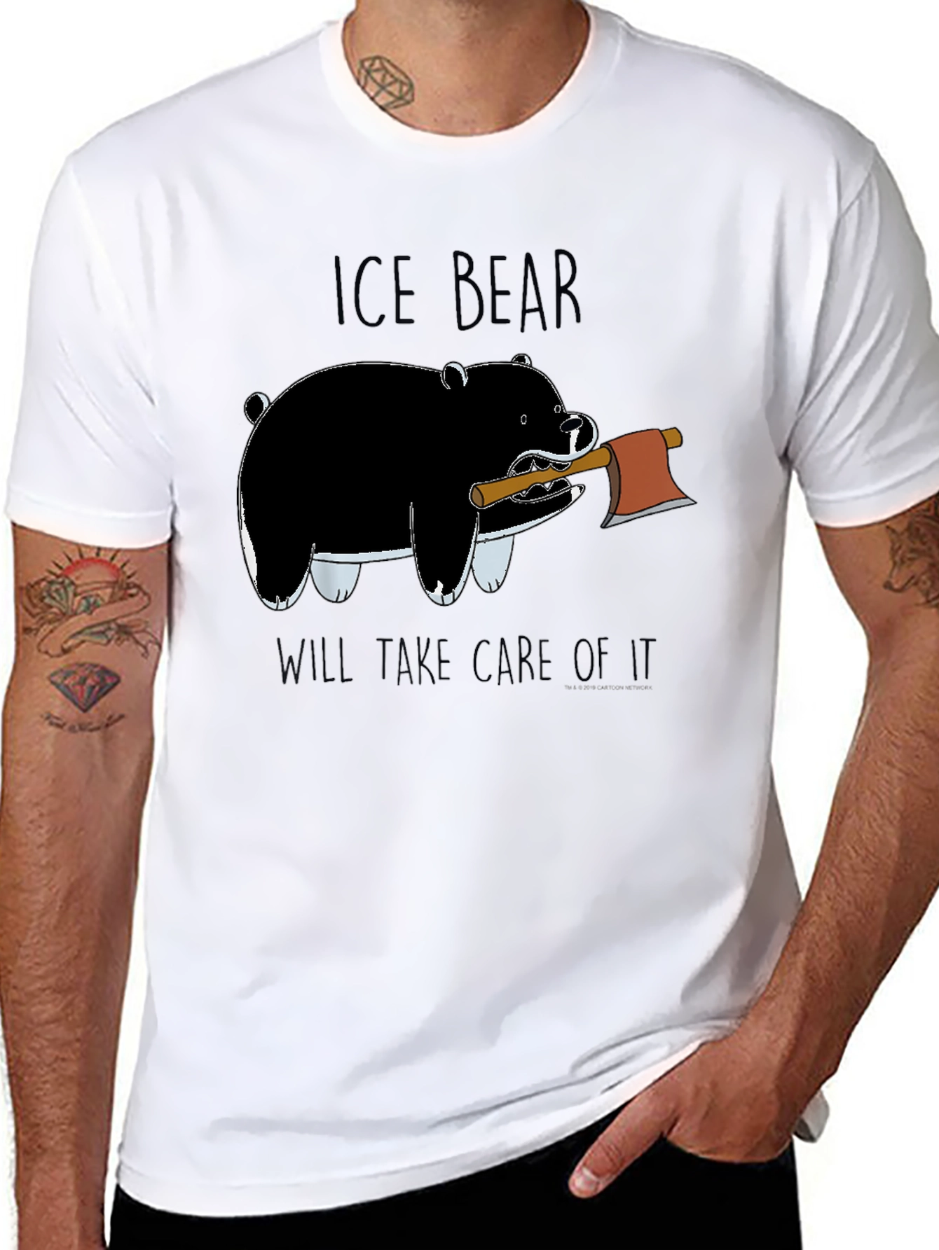 Ice Bear Graphic Print Black T-Shirt