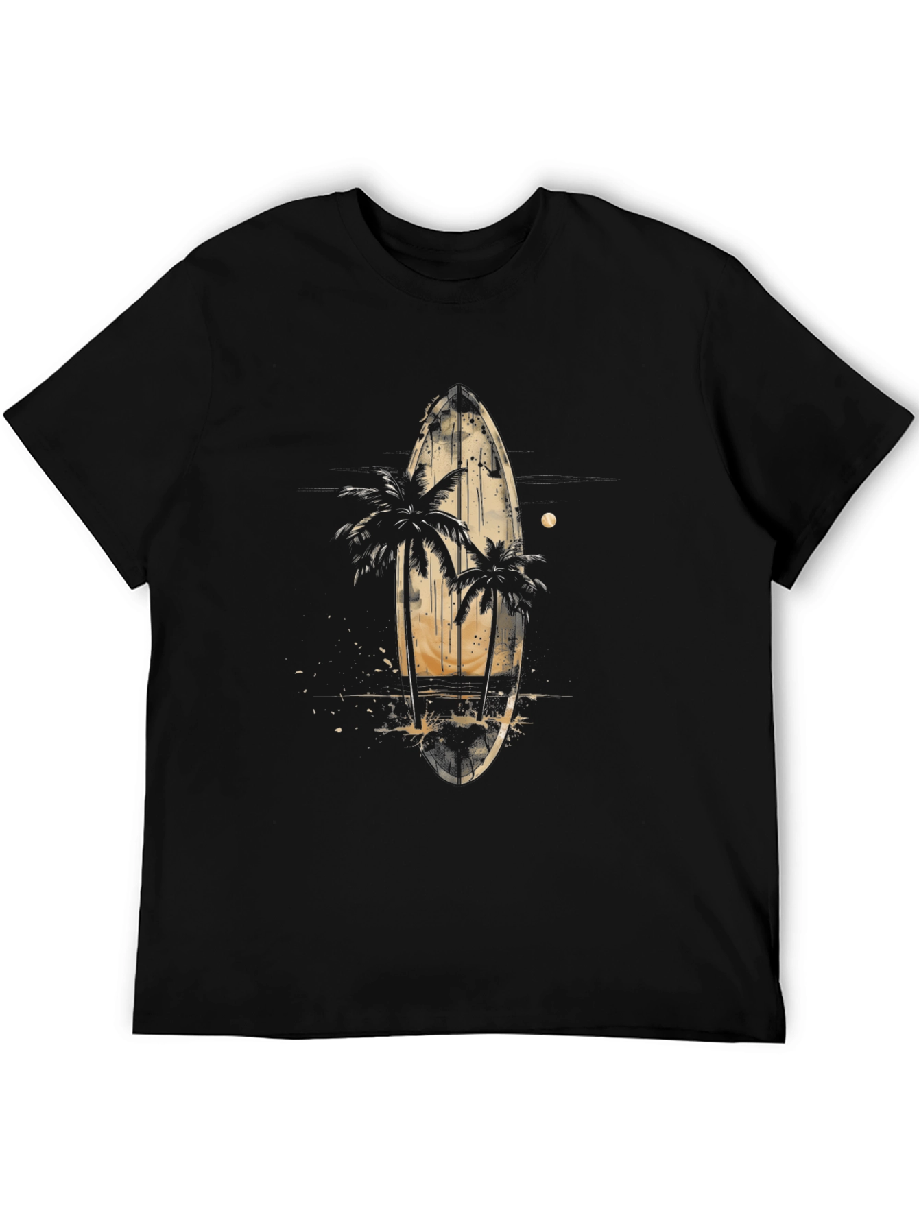 Surfboard & Palm Tree Graphic Tee - Tropical Vibes