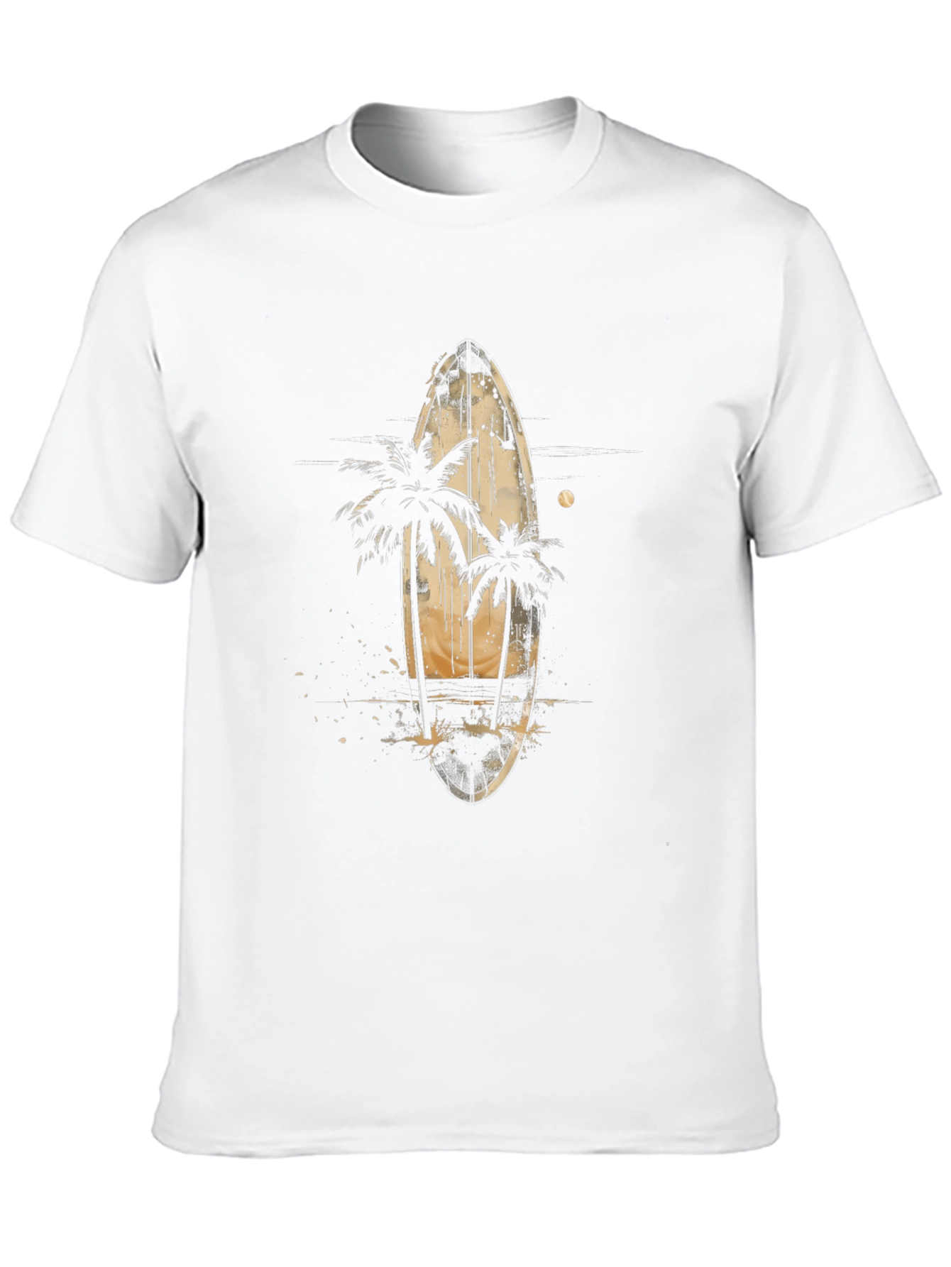 Surfboard & Palm Tree Graphic Tee - Tropical Vibes