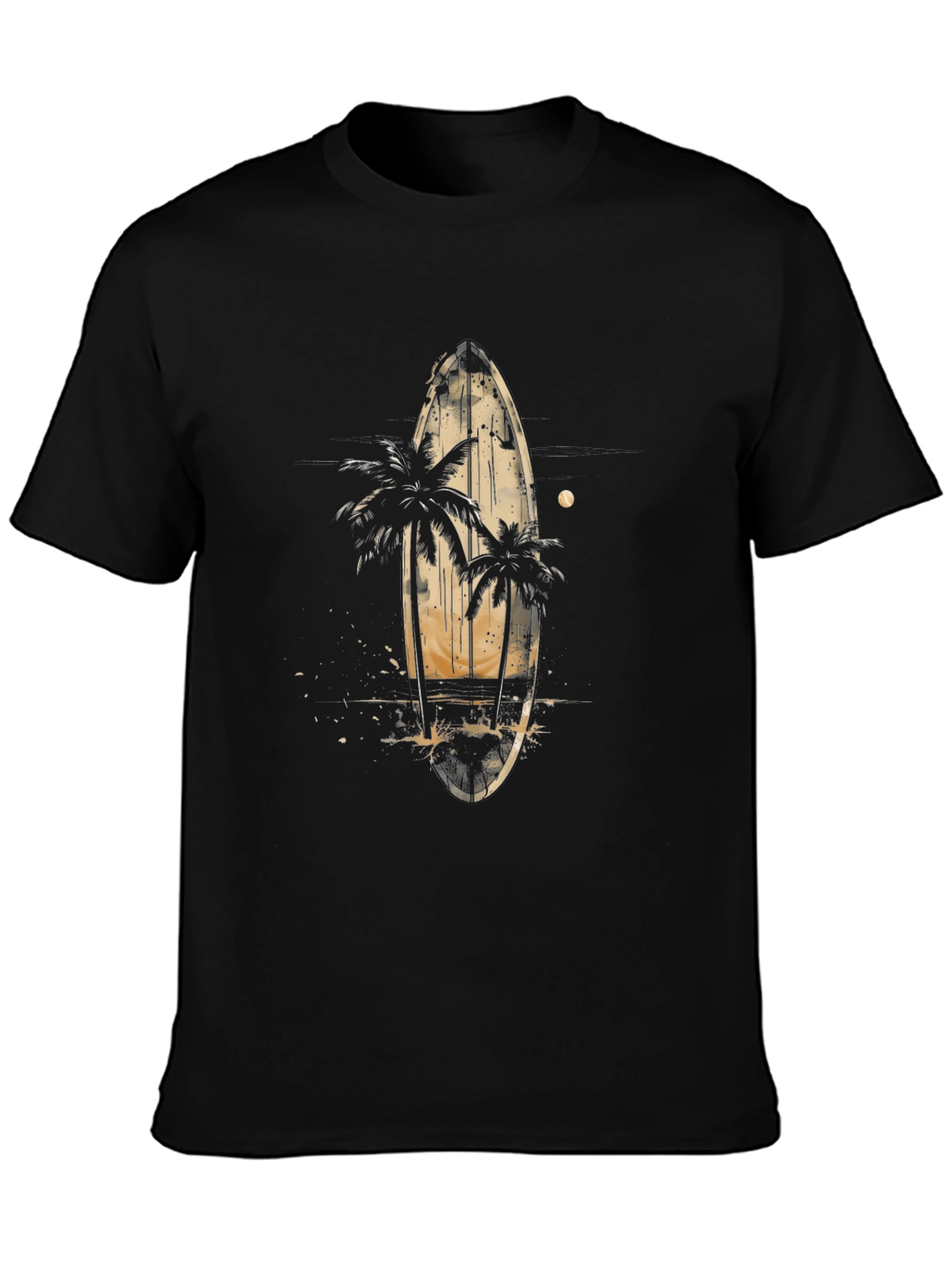 Surfboard & Palm Tree Graphic Tee - Tropical Vibes