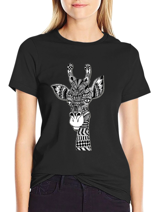 Giraffe Graphic Tee - Artistic Black T-Shirt