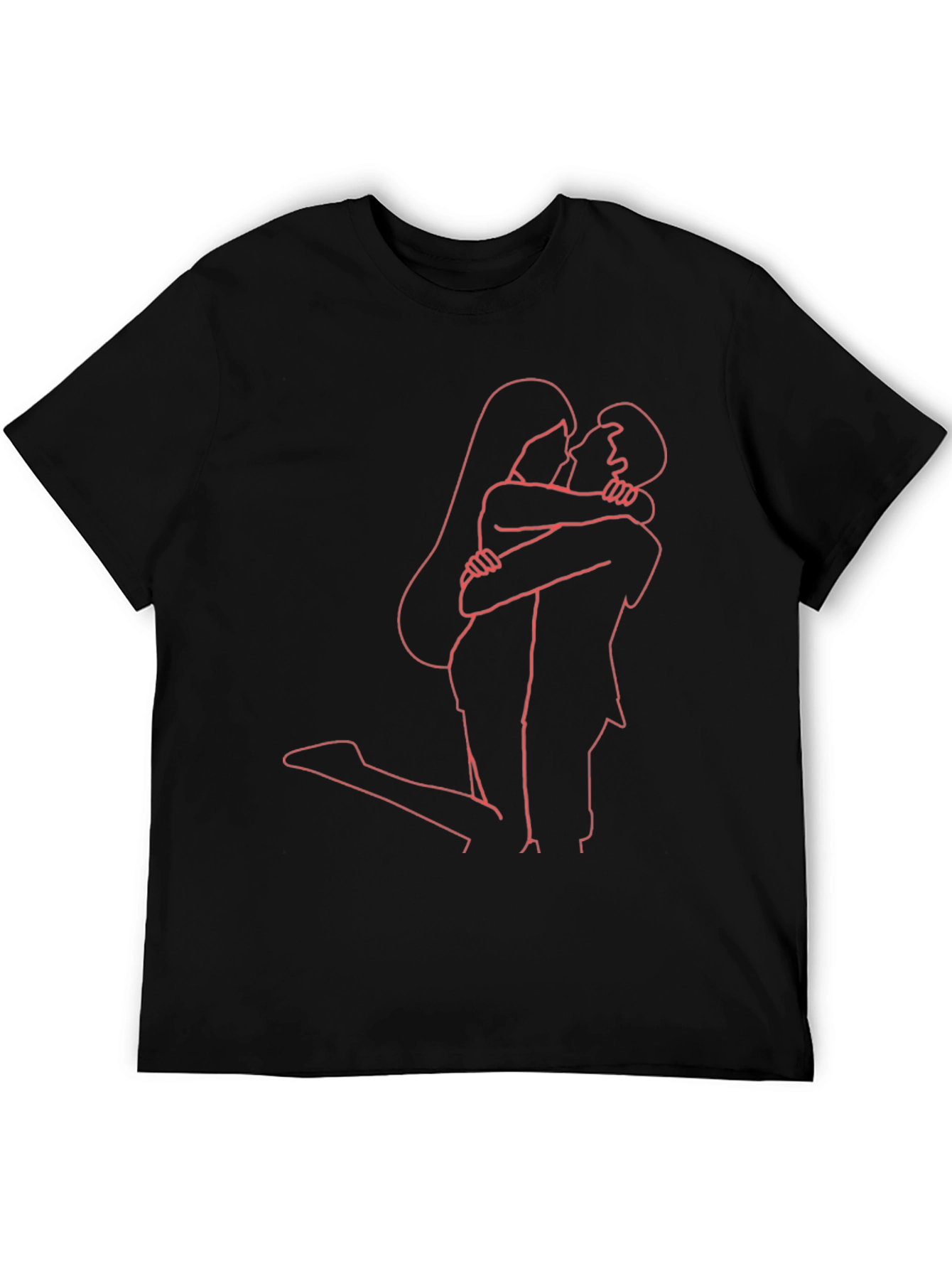 Romantic Embrace Graphic Tee - Stylish Couple Outline