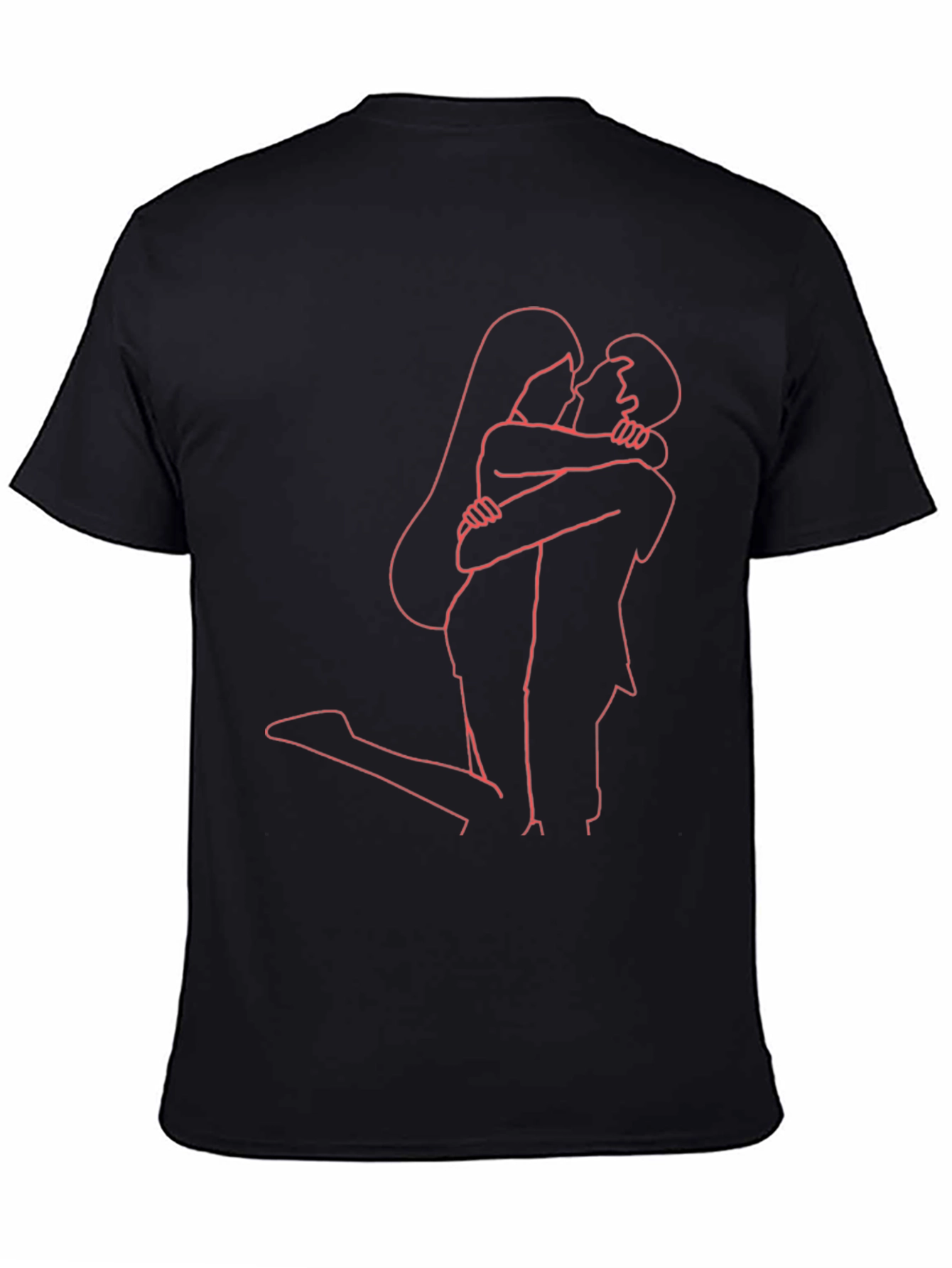 Romantic Embrace Graphic Tee - Stylish Couple Outline