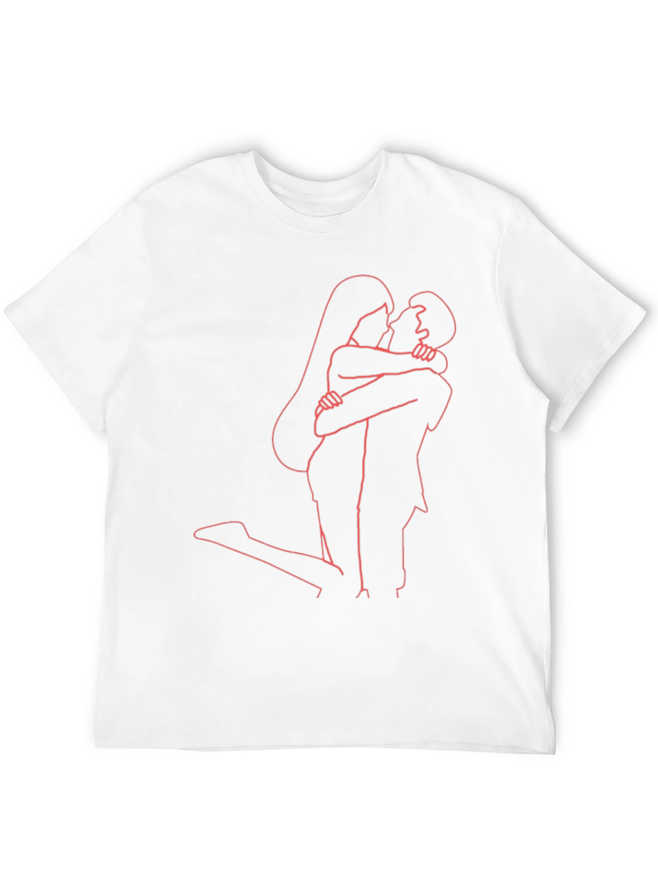 Romantic Embrace Graphic Tee - Stylish Couple Outline