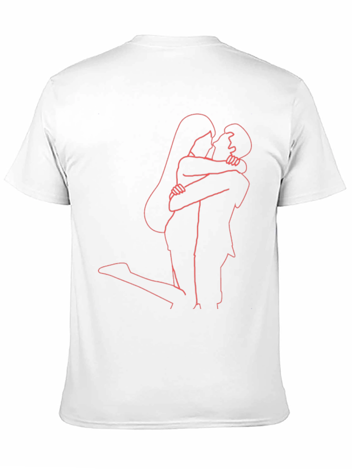 Romantic Embrace Graphic Tee - Stylish Couple Outline
