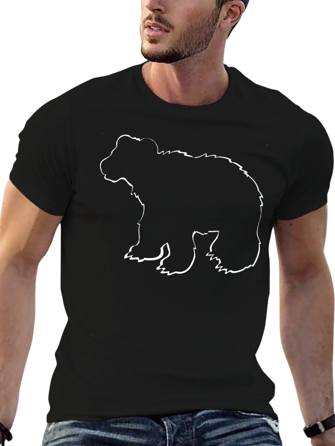 Black Bear Outline Graphic T-Shirt