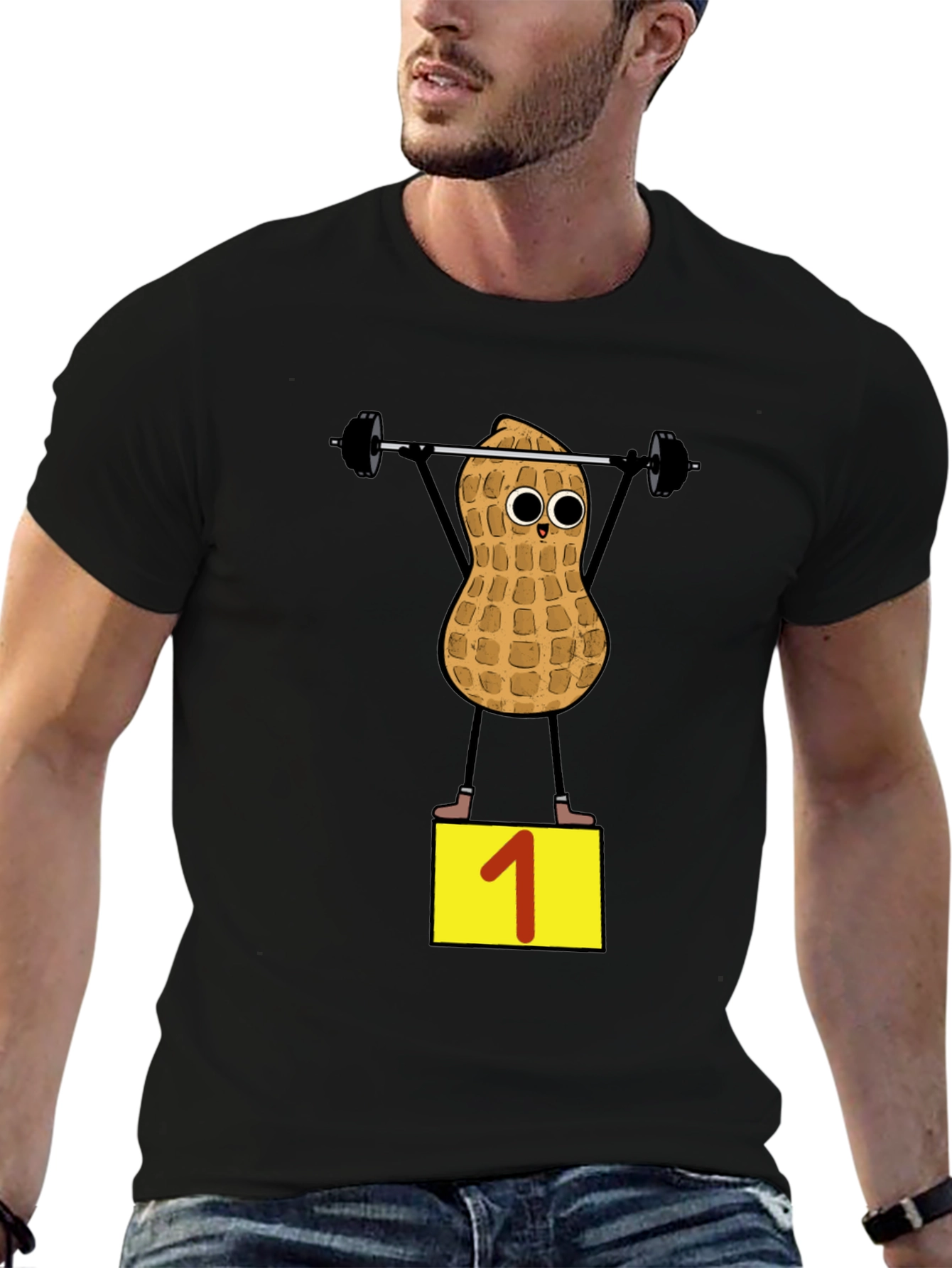 Peanut Weightlifter T-Shirt - Black