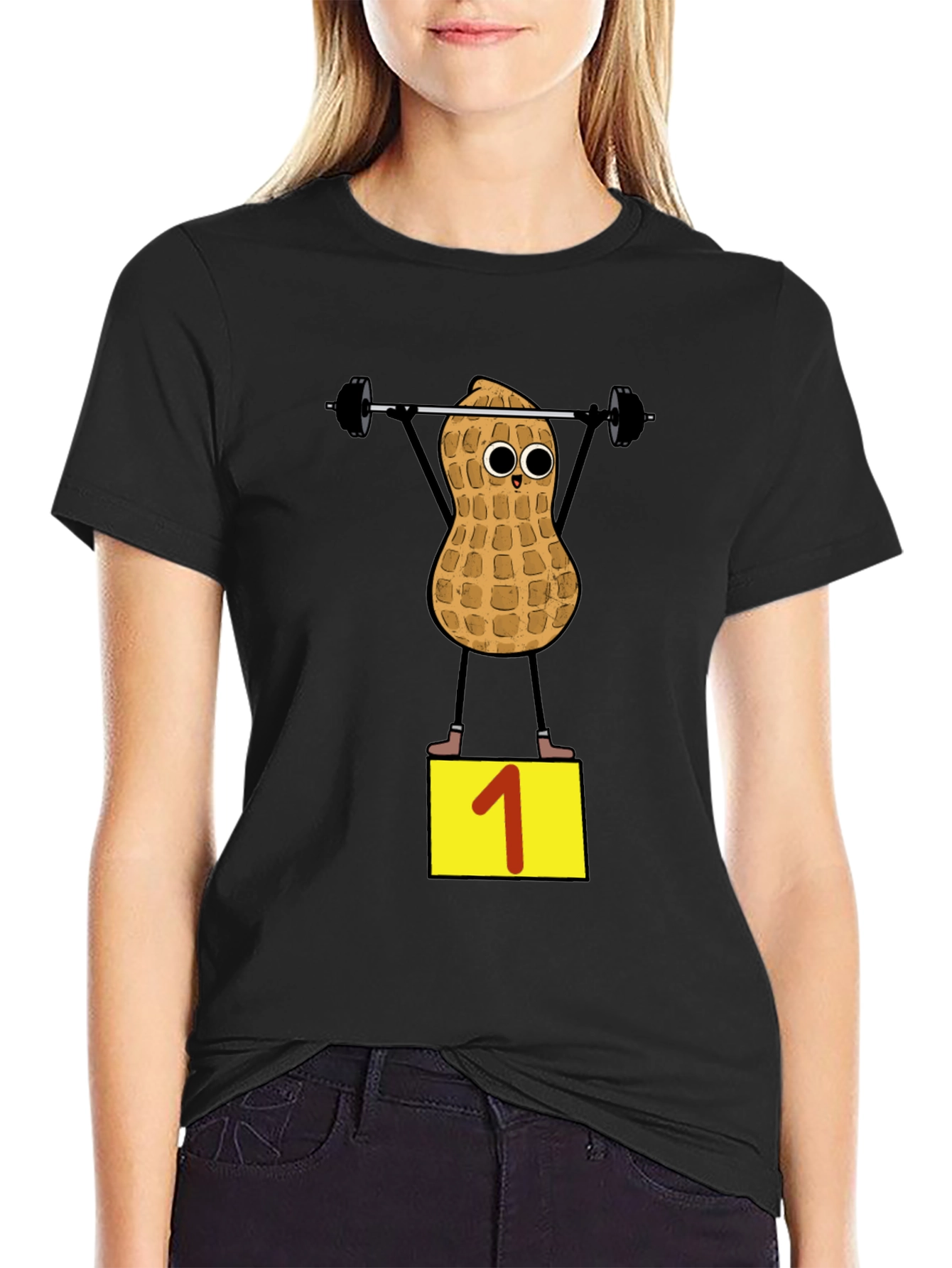 Peanut Weightlifter T-Shirt - Black