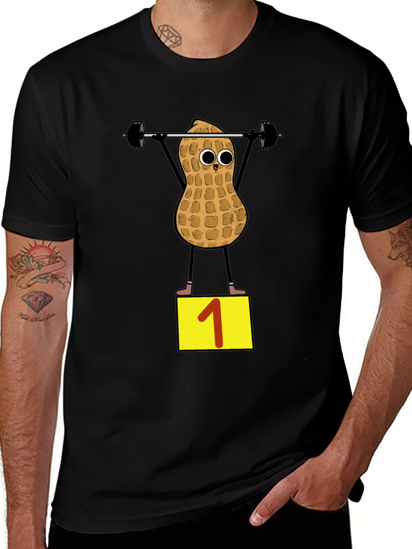 Peanut Weightlifter T-Shirt - Black