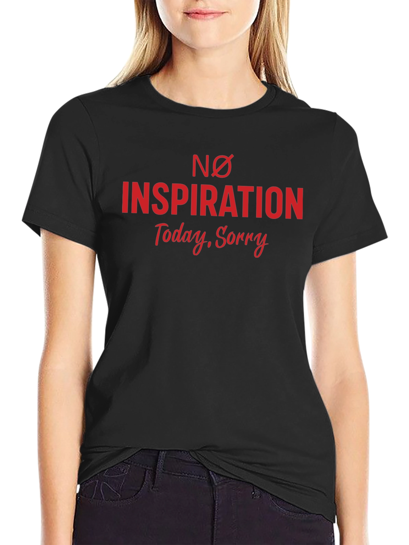 No Inspiration Graphic Tee - Black Cotton T-Shirt
