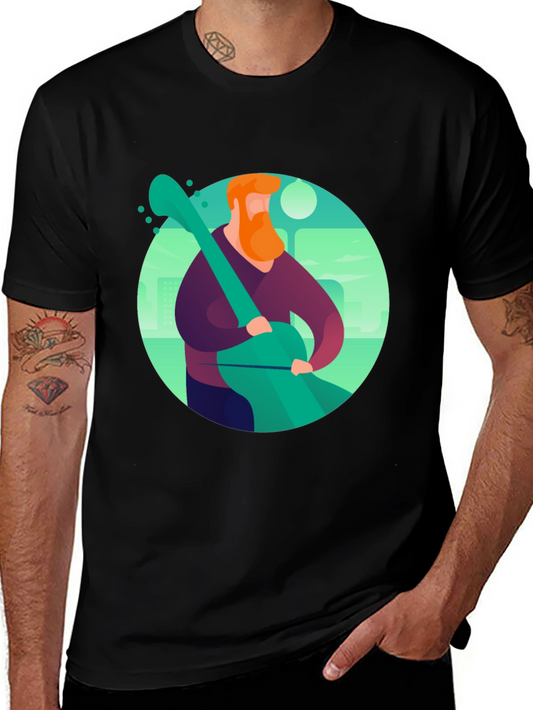 Guitar Man Graphic Tee - Black Cotton Blend