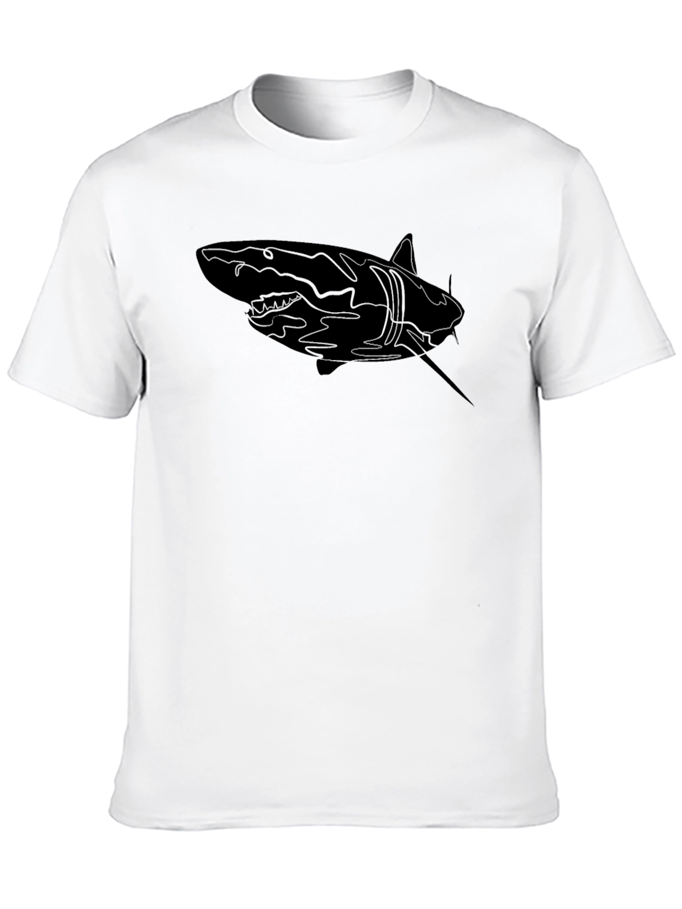 Shark Graphic Print Mens Black T-Shirt