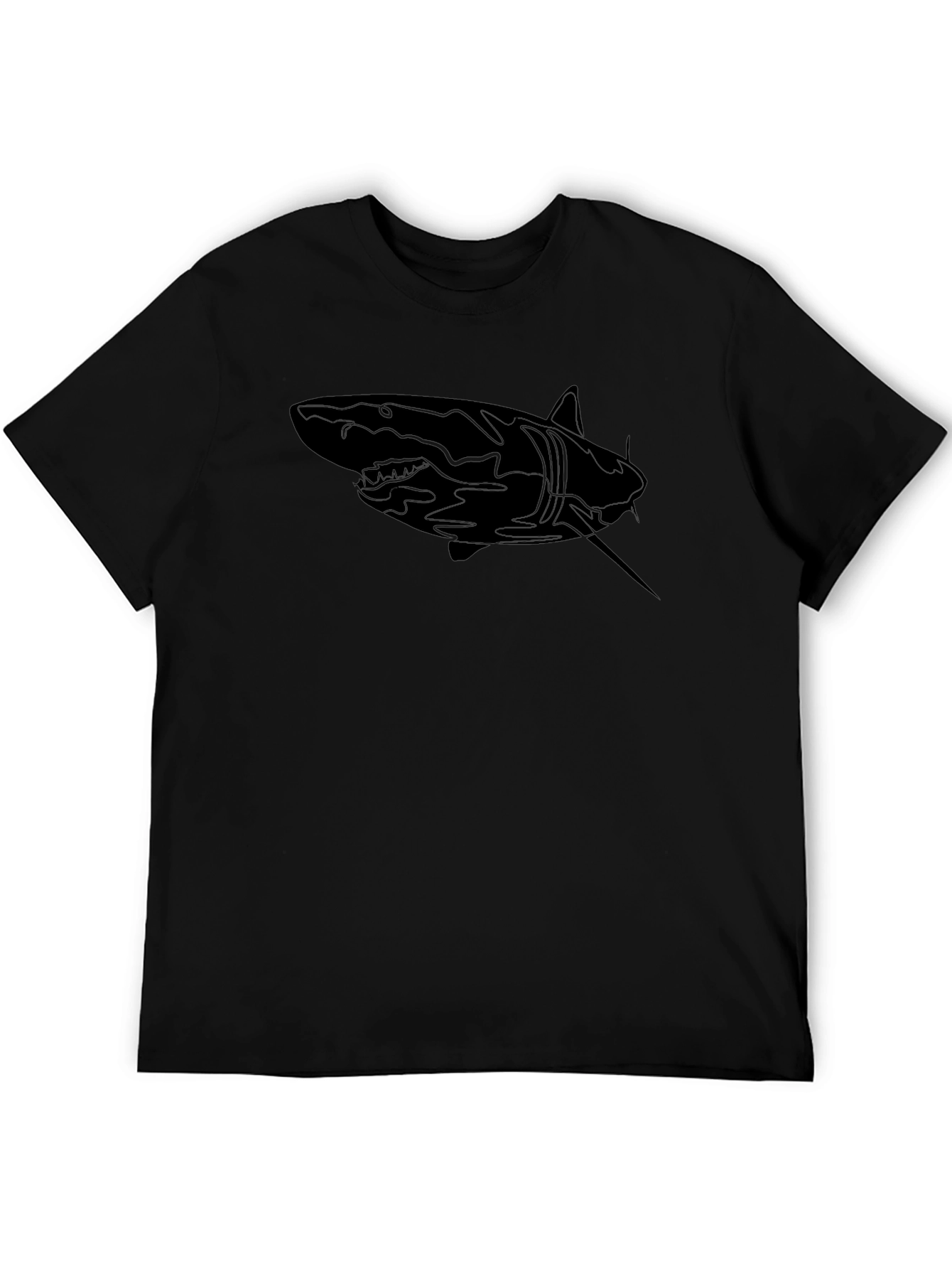 Shark Graphic Print Mens Black T-Shirt